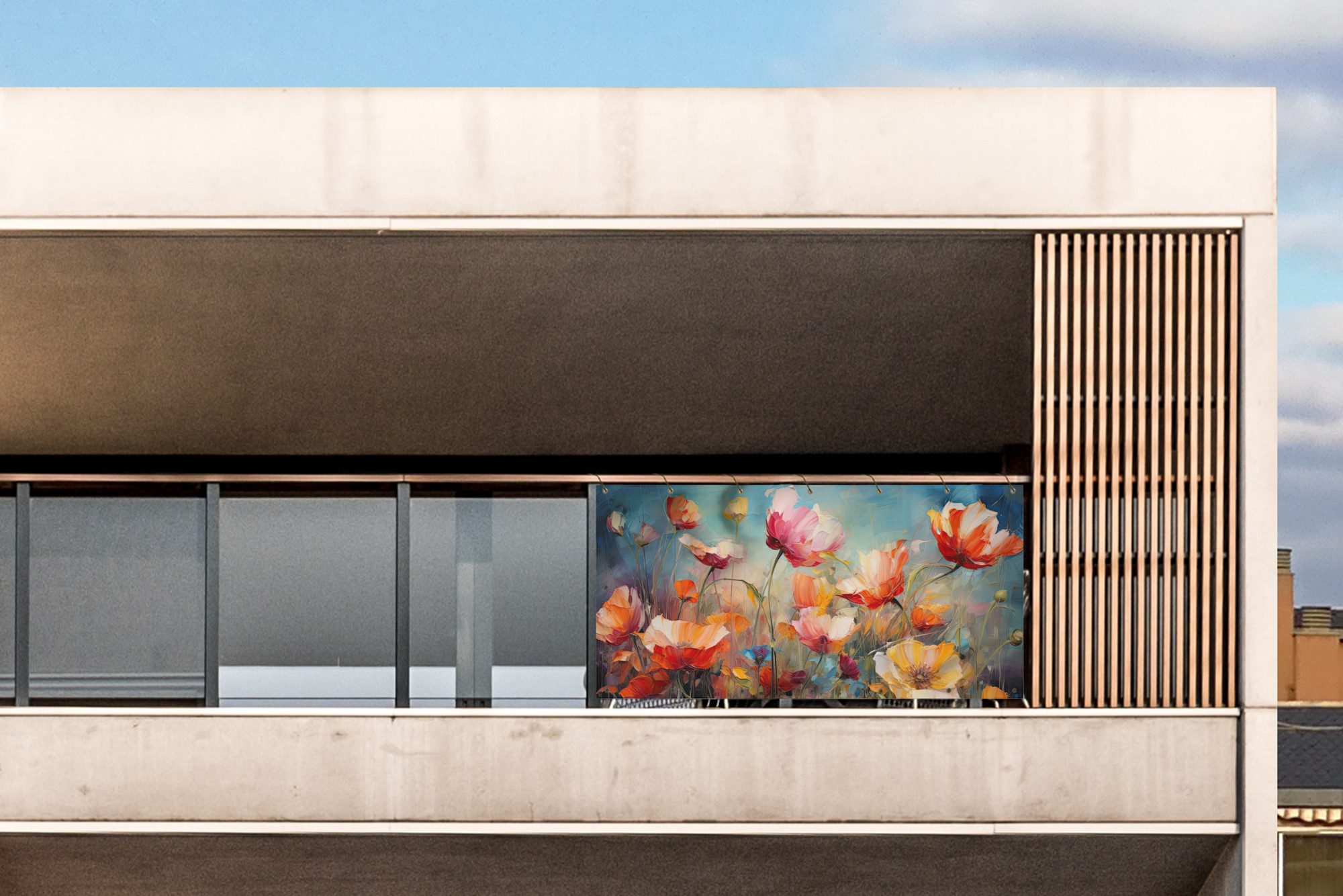 MuchoWow Balkonsichtschutz Blumen - Aquarell - günstig online kaufen