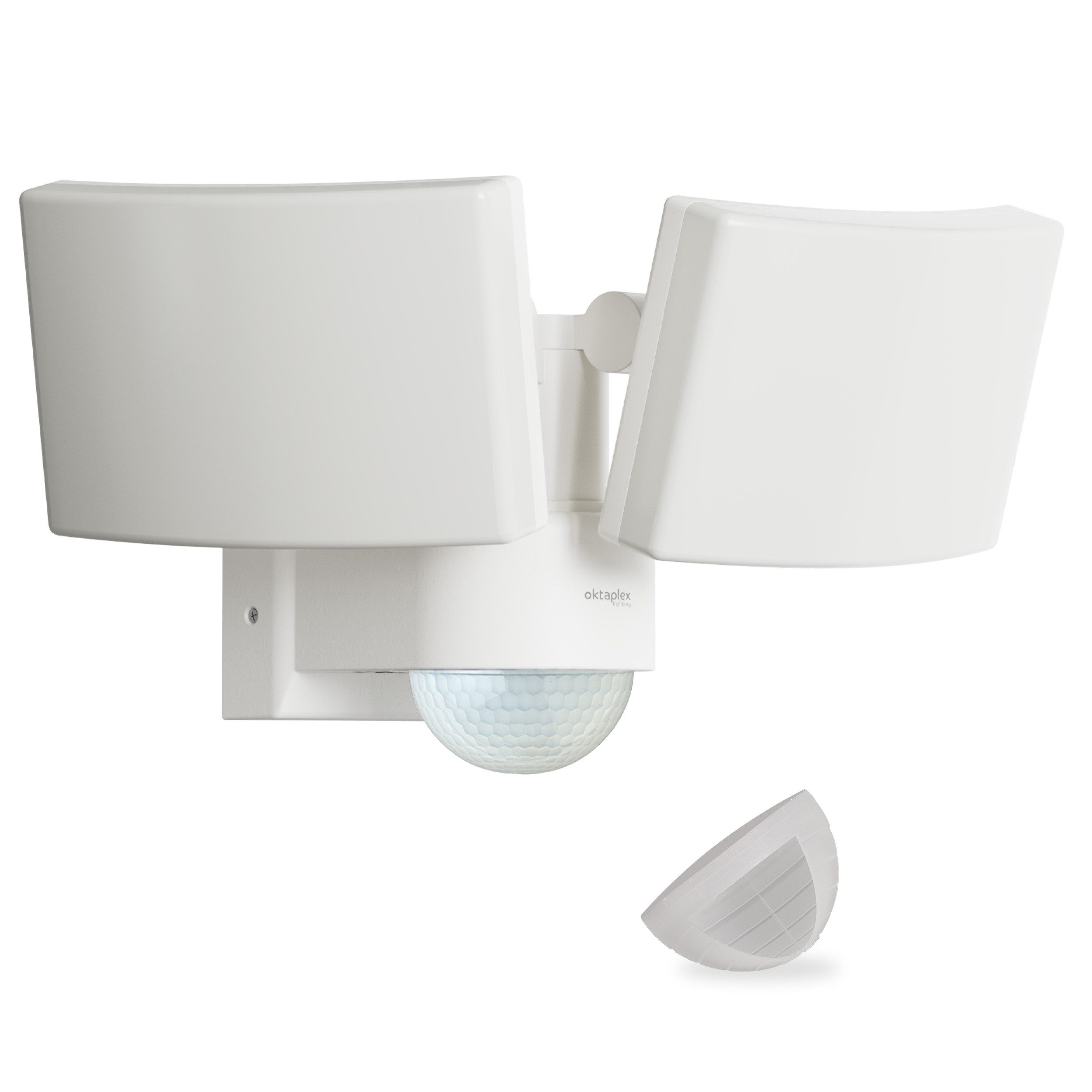Oktaplex lighting LED Außen-Wandleuchte Cali Dos Außenstrahler mit Bewegungsmelder 10m / 240 Grad IP65, PIR-Sensor; dreh- und schwenkbar, inklusive Leuchtmittel, warmweiß, 3000K 3200lm Außenleuchte 40W weiß
