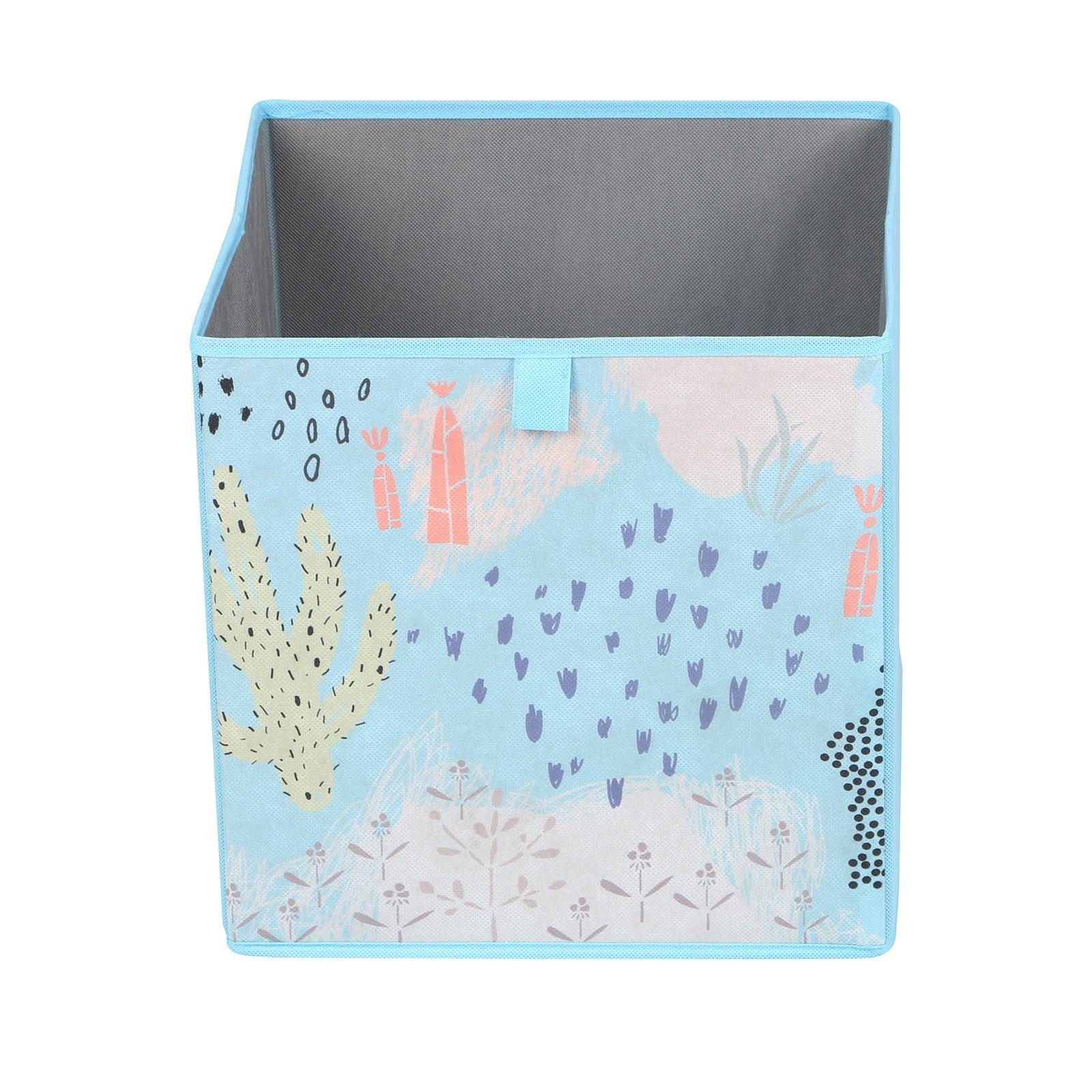 IDIMEX Aufbewahrungsbox FLOWER MORNING-2 (Set), Stoffbox Faltbox 2er Pack Regalbox Einschubkorb Aufbewahrungsbox hellb