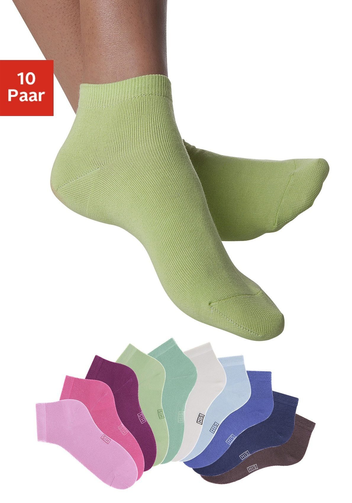 H.I.S Kurzsocken (Packung, 10-Paar) mit verstärkter Ferse und Spitze