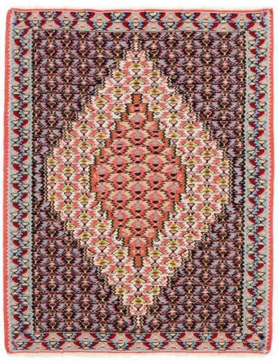 Orientteppich Kelim Senneh 76x96 Handgeknüpfter Orientteppich / Perserteppich, Nain Trading, rechteckig, Höhe: 4 mm