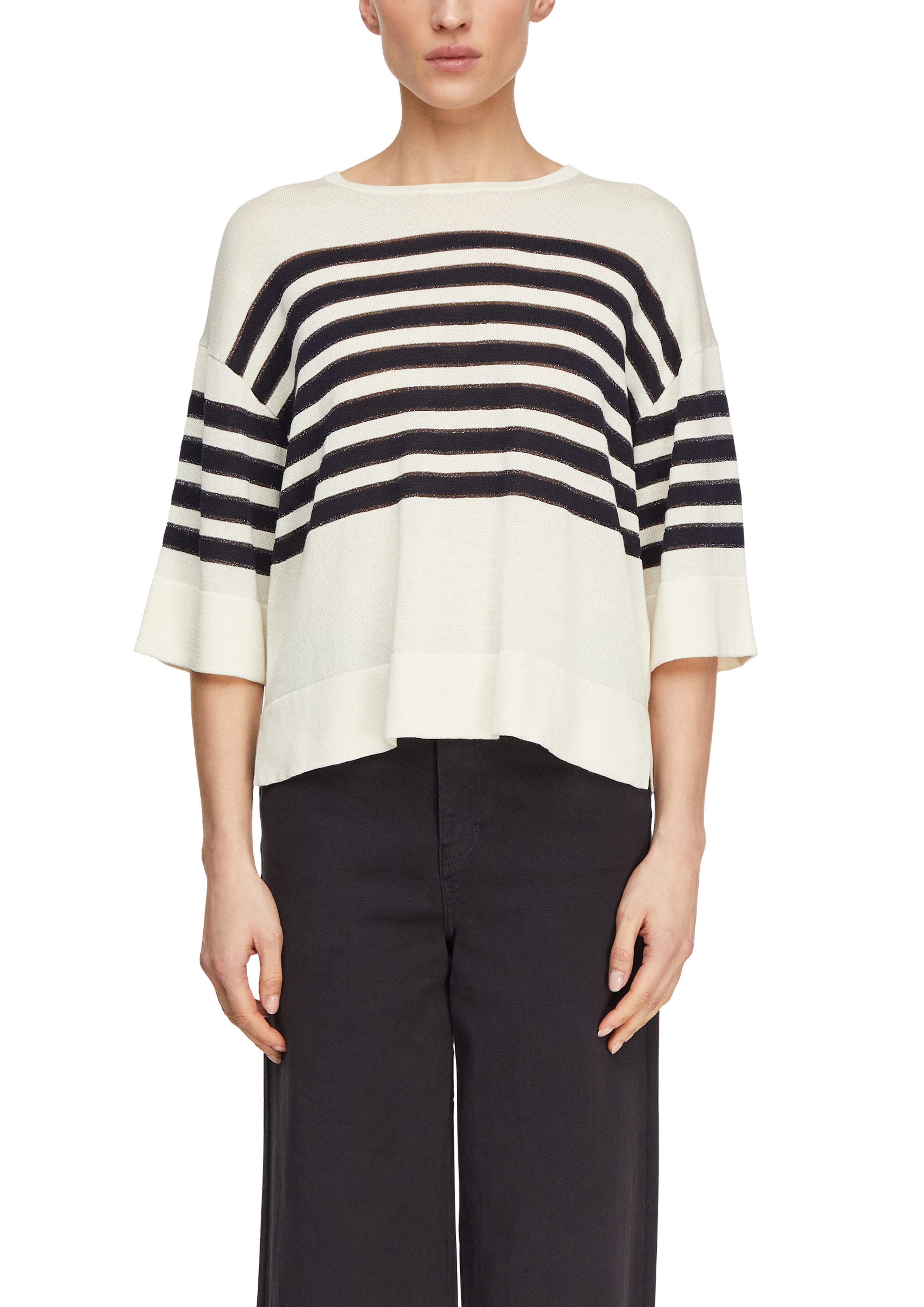 comma Strandpullover mit 3/4-Ärmeln, atmungsaktiver und elastischer Materialmix