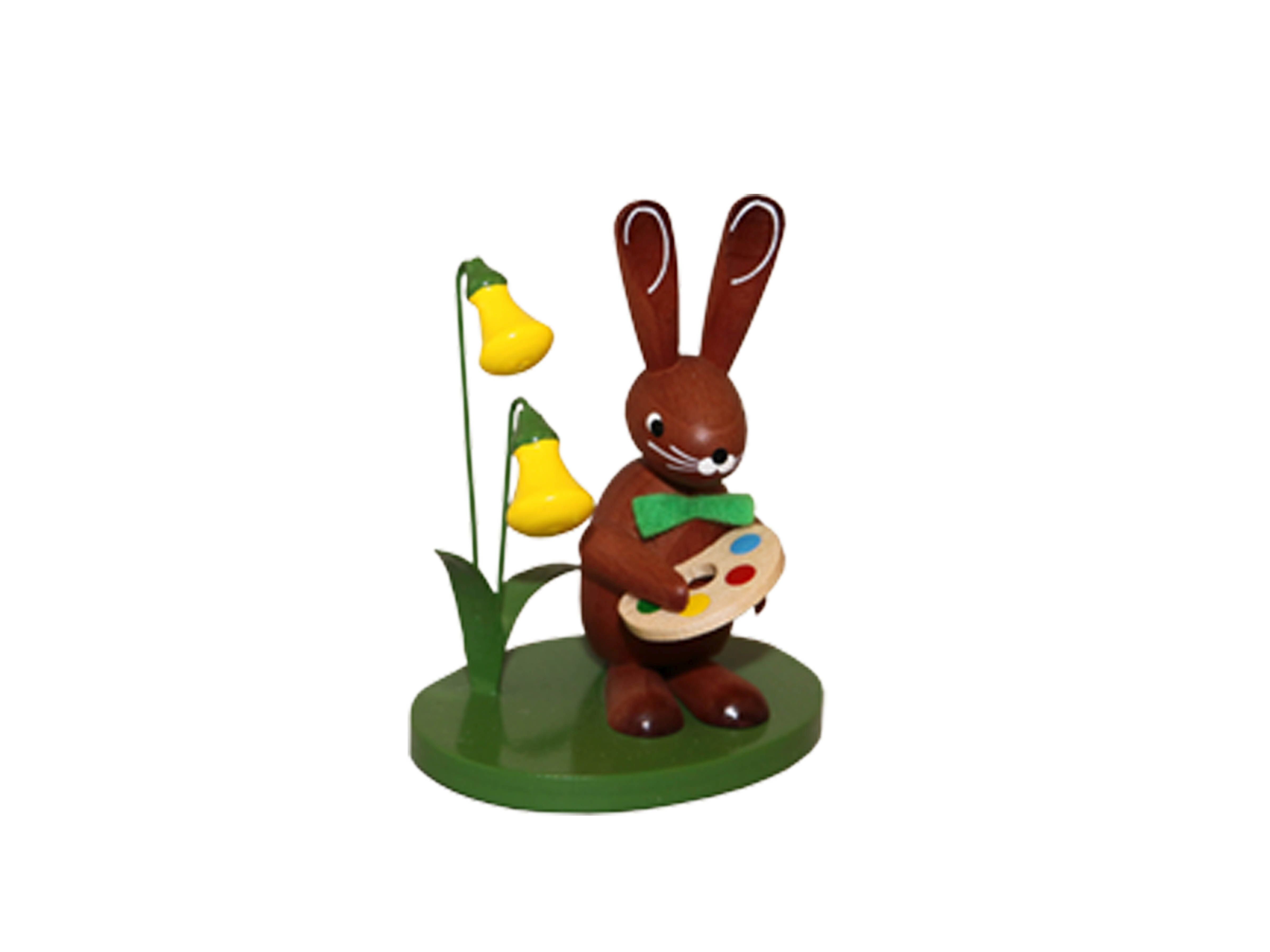 Volkskunst Zenker Osterhase Osterdekoration Osterhase mit Farbpalette Höhe 7,5cm NEU