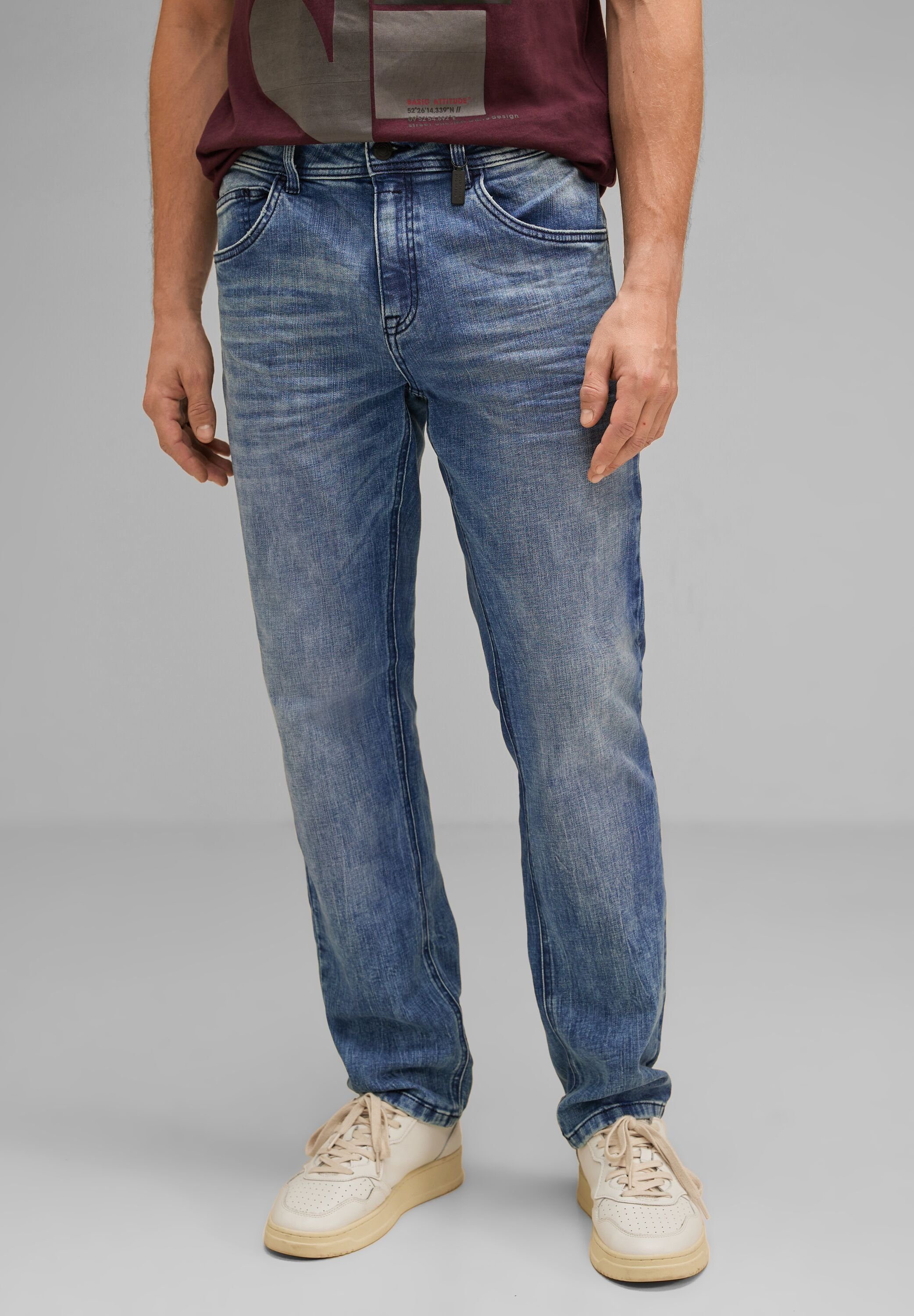 Baumwolle MEN aus Comfort-fit-Jeans Stretchanteil ONE STREET mit