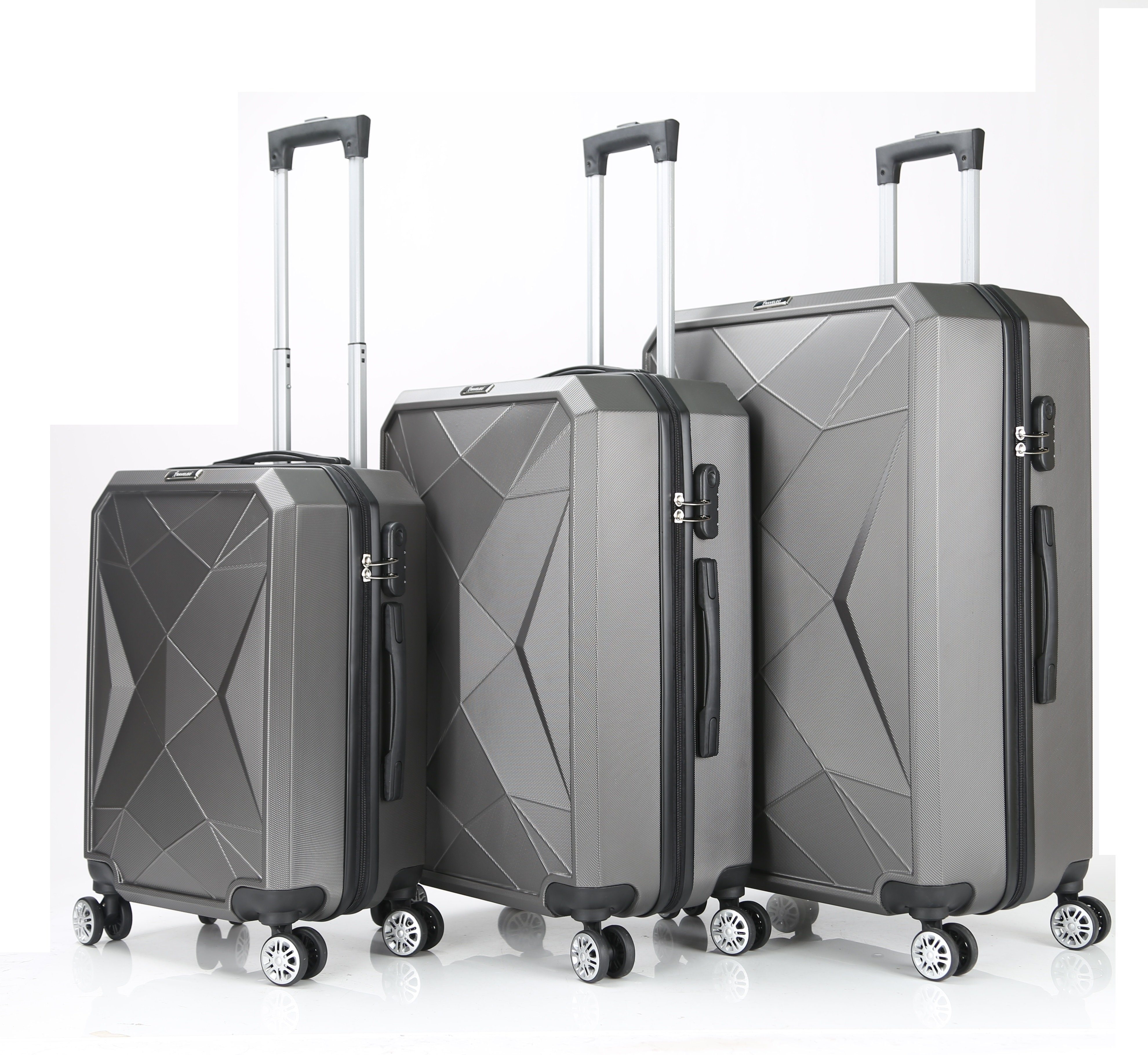 Cheffinger Kofferset Reisekoffer ABS-03 Koffer 3-teilig Hartschale Trolley Set Kofferset, 4 Rollen, (3 tlg)