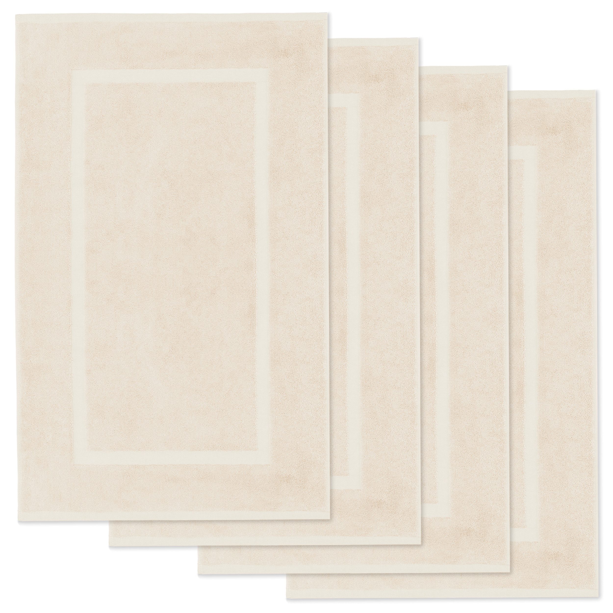 Lavea Badematte 4er Set Badeteppiche Elena Frottee 50x80 cm Badvorleger, 100% Baumwolle, 500 g/m² Frottier, weich & saugstark, pflegeleicht