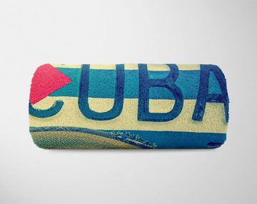 Sinus Art Handtücher Handtuch Strandhandtuch Saunatuch Kuscheldecke mit Fotomotiv Cuba Hut Metallsch, Baumwolle-Polyester-Mix (1-St), Handtuch
