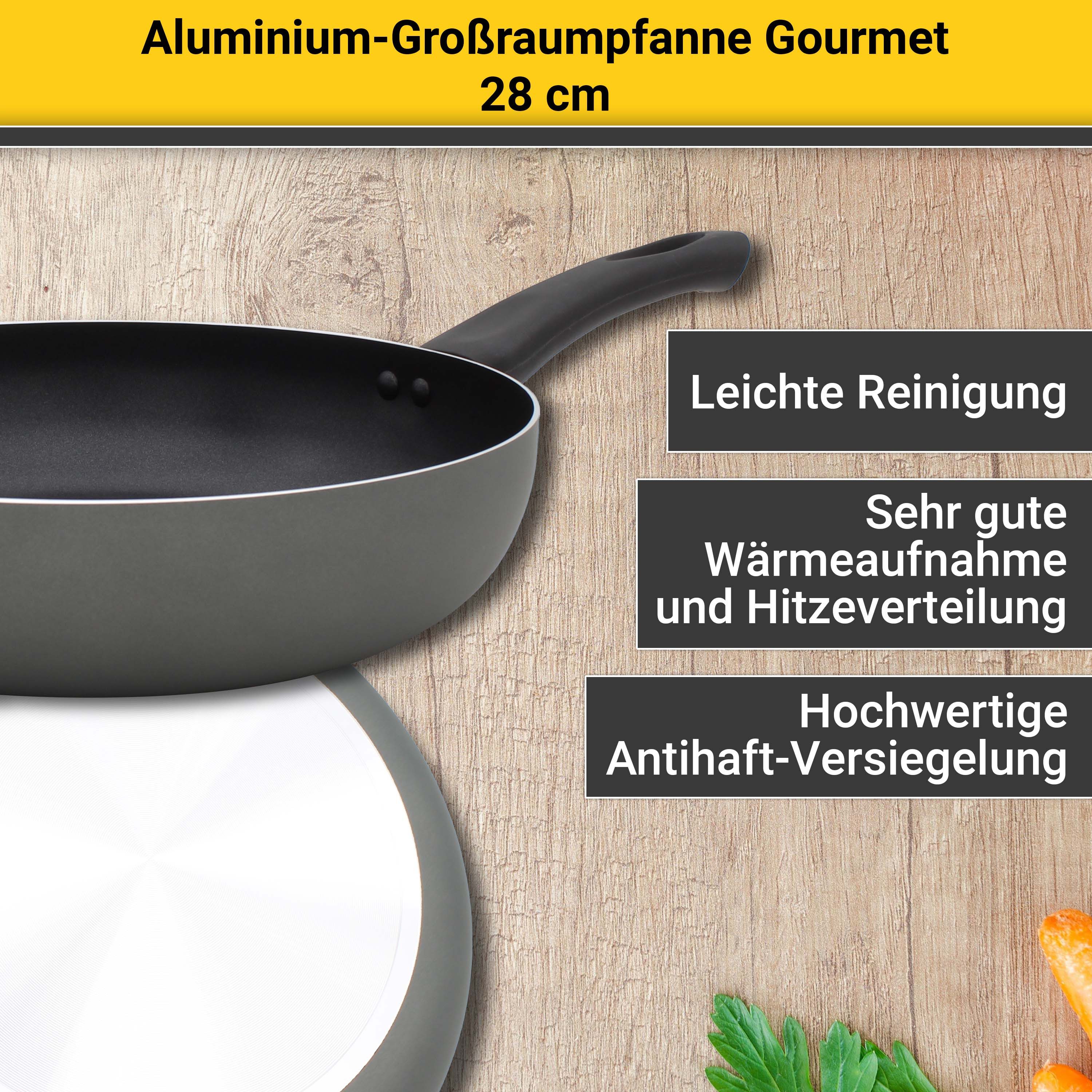 Krüger Bratpfanne Aluminium Großraumpfanne Gourmet, 28 cm, Aluminium (1-tlg), für Induktions-Kochfelder geeignet