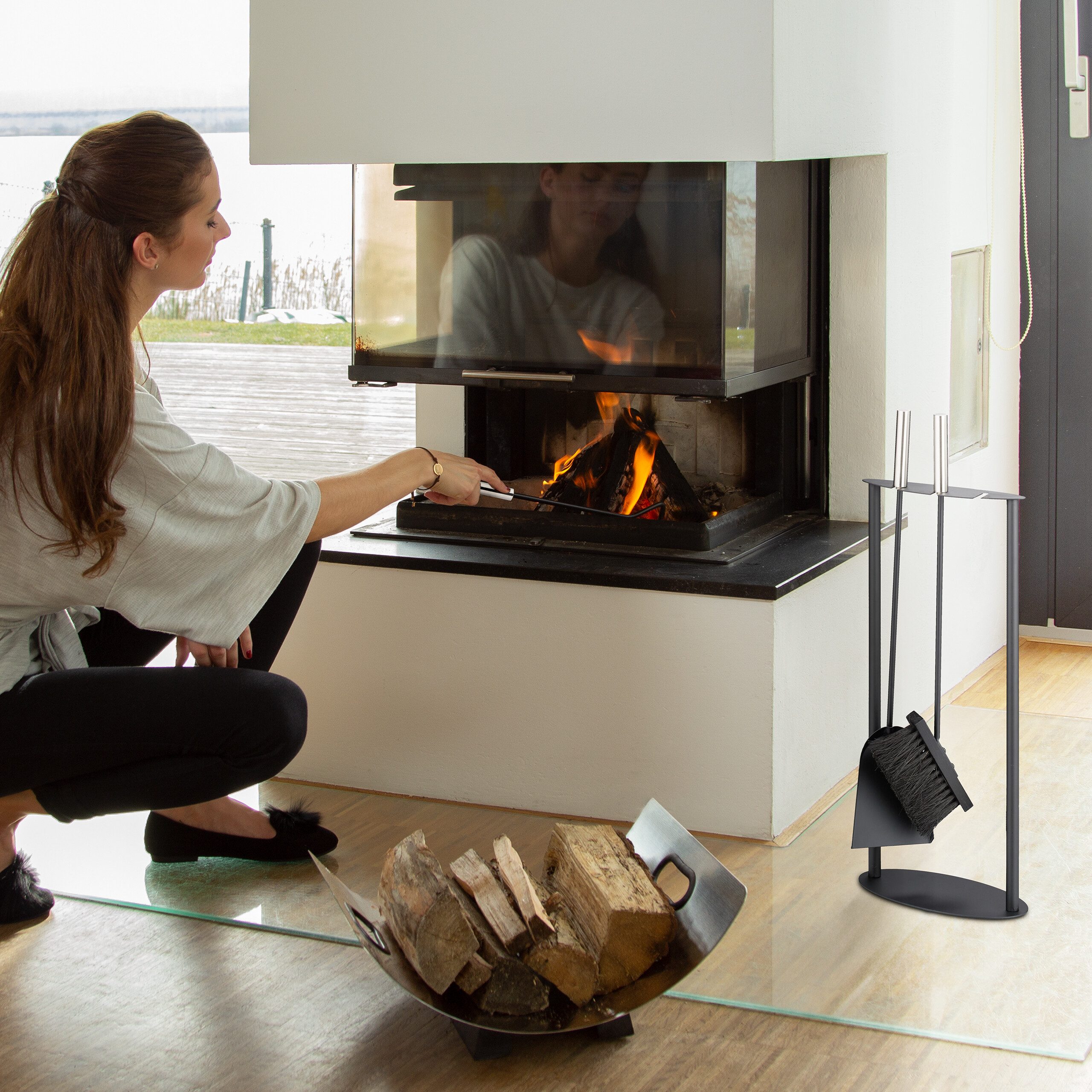 relaxdays Kamingarnitur 4-teiliges Kaminbesteck, (4-St)