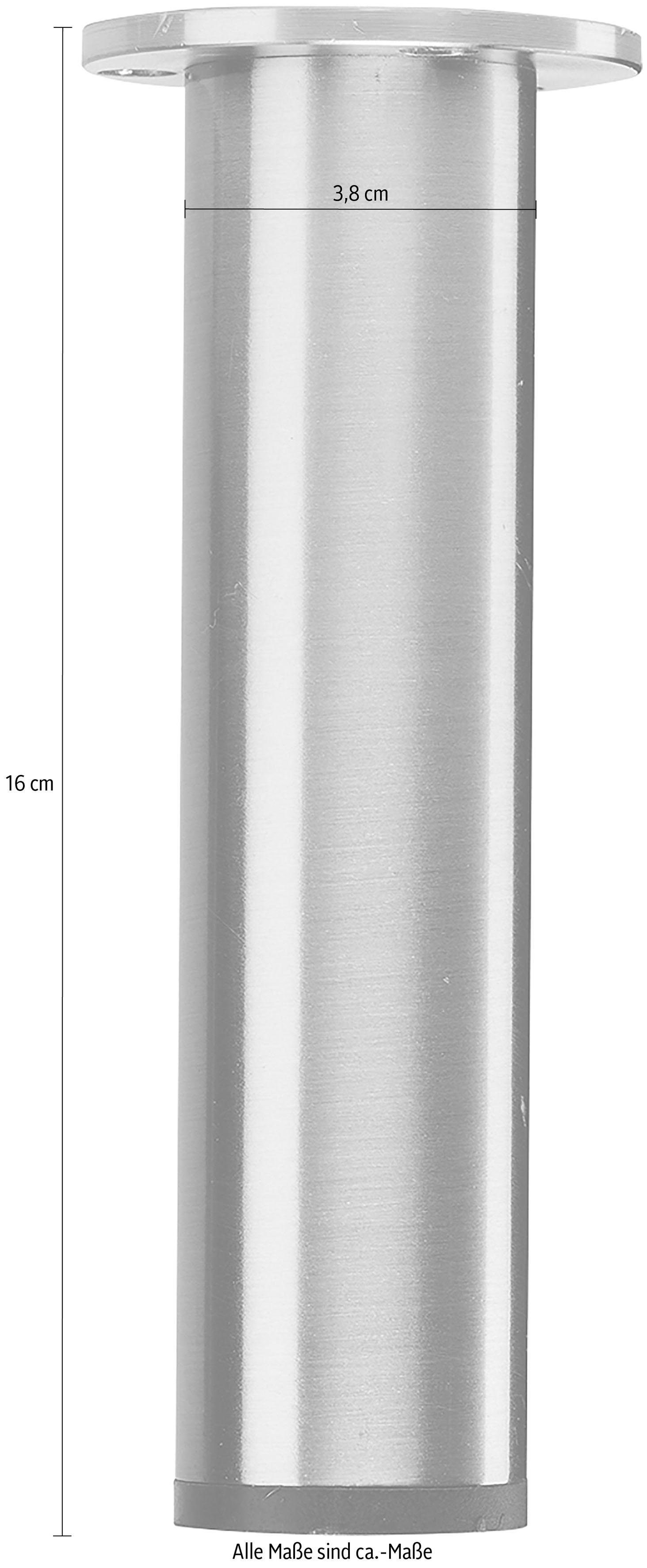 Designmöbel Hammel anpassungsbar rund Beine für Furniture gebürsteter Möbelfuß Stahl, Höhe: Mistral, Stützfuß, Mistral, 16 cm,