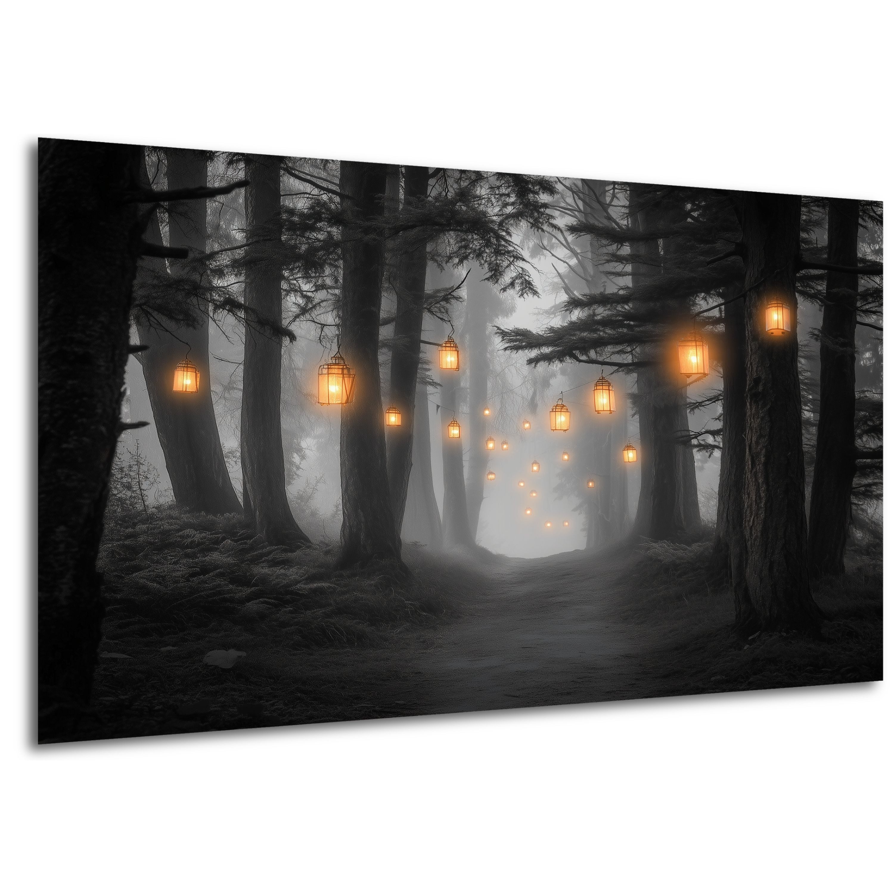 DARO Design Leinwandbild Modern Abstrakt Wandbilder XXL Wandbild Wand Deko Leinwand Bilder, (beleuchteter Wald - Bild groß Wohnzimmer Schlafzimmer Küche Esszimmer Einteilig Querformat Fotodruck Leinwände Wanddeko Abstrakte Kunst Boho), 30x20cm