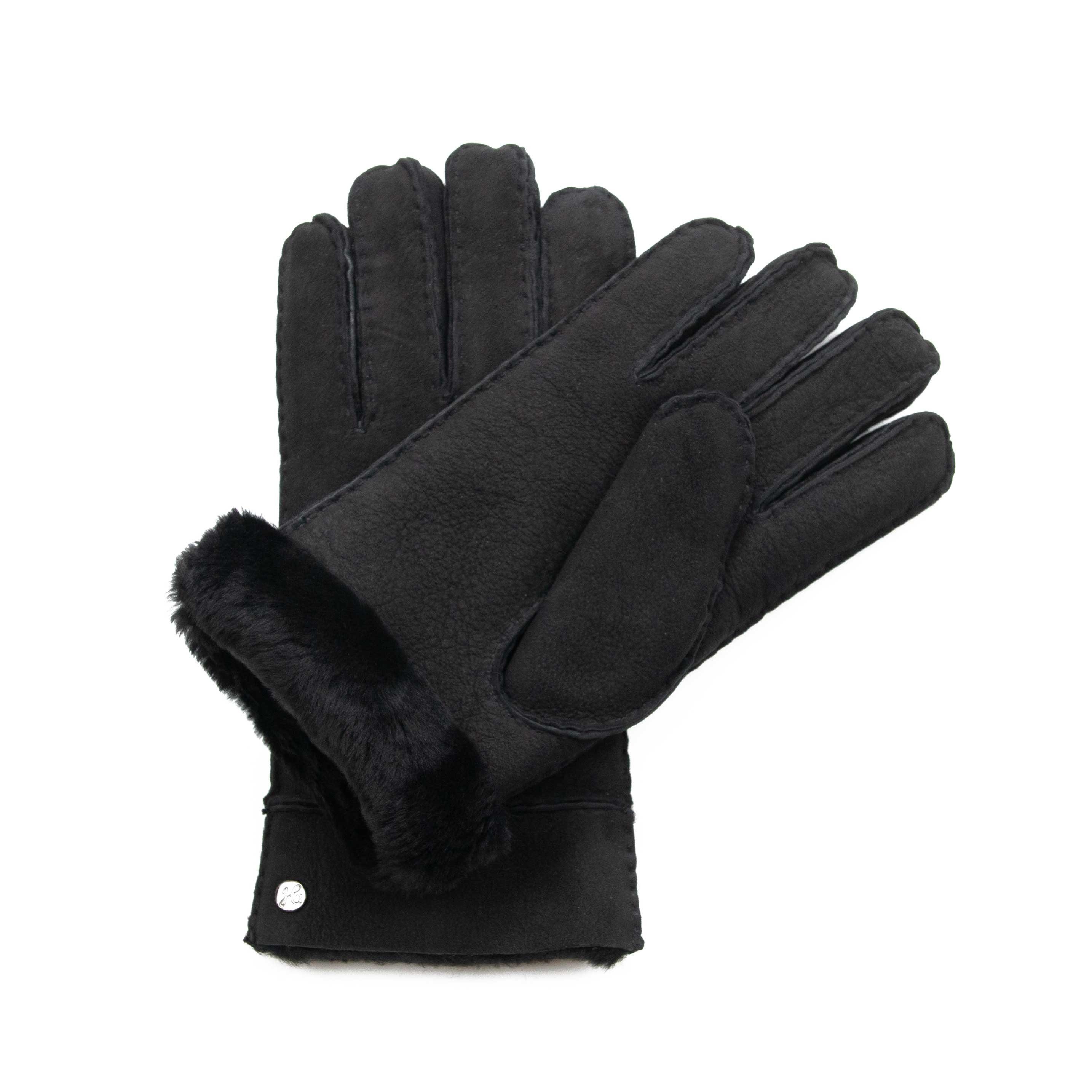 Hand Gewand by Weikert Lederhandschuhe EVA - Lammfell-Handschuhe aus spanischem Merino-Lammfell Schwarz