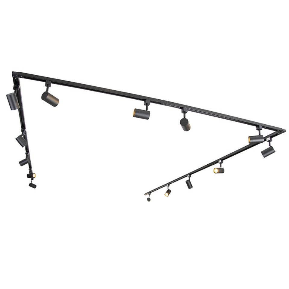 Qazqa Schienensystem-Sets Jeana, 753 cm, (1-tlg), GU10, Schwarz, Modern, Stahl, Deckenstrahler 14-flammig