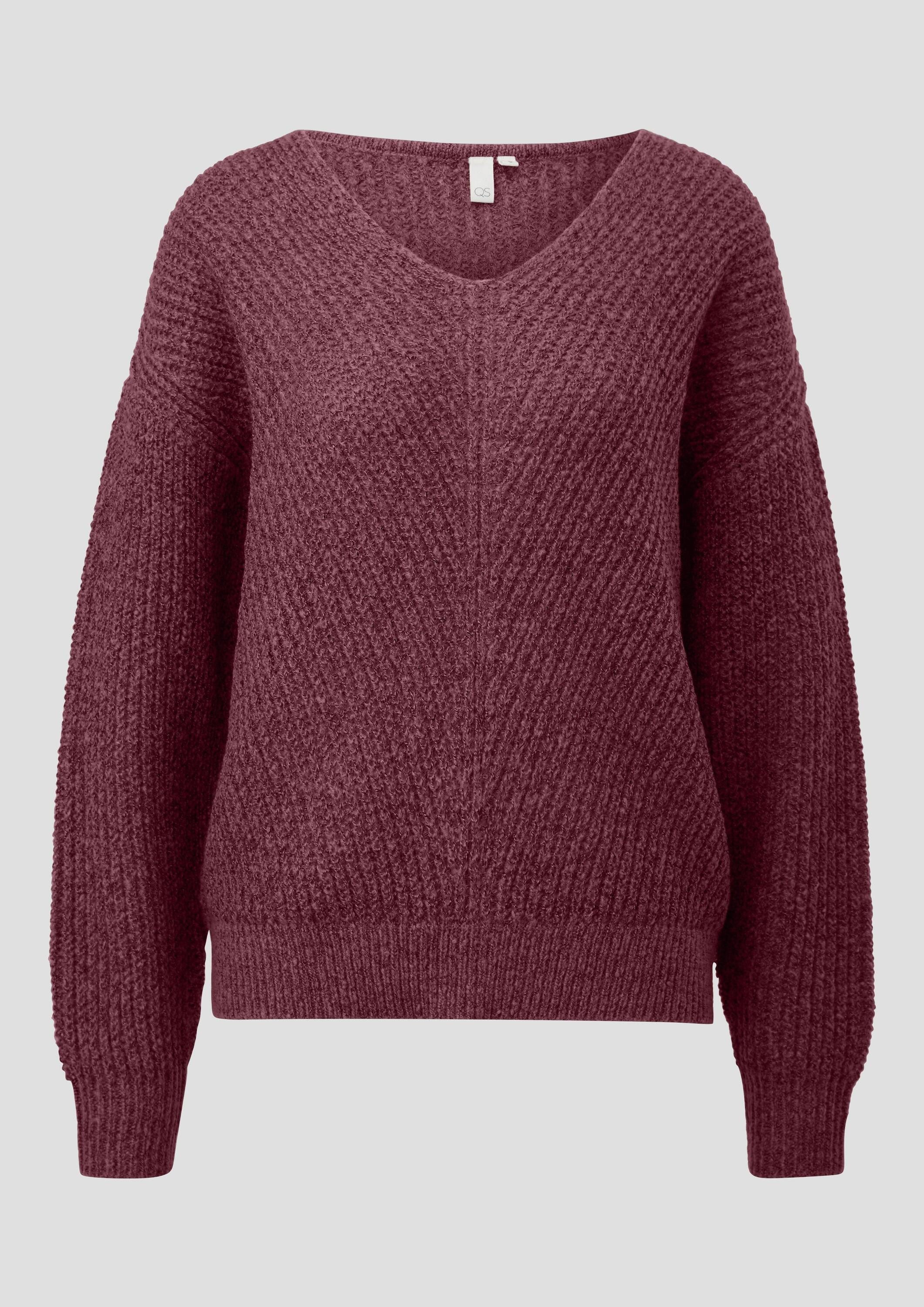 QS Longpullover Strickpullover Melierter Pullover