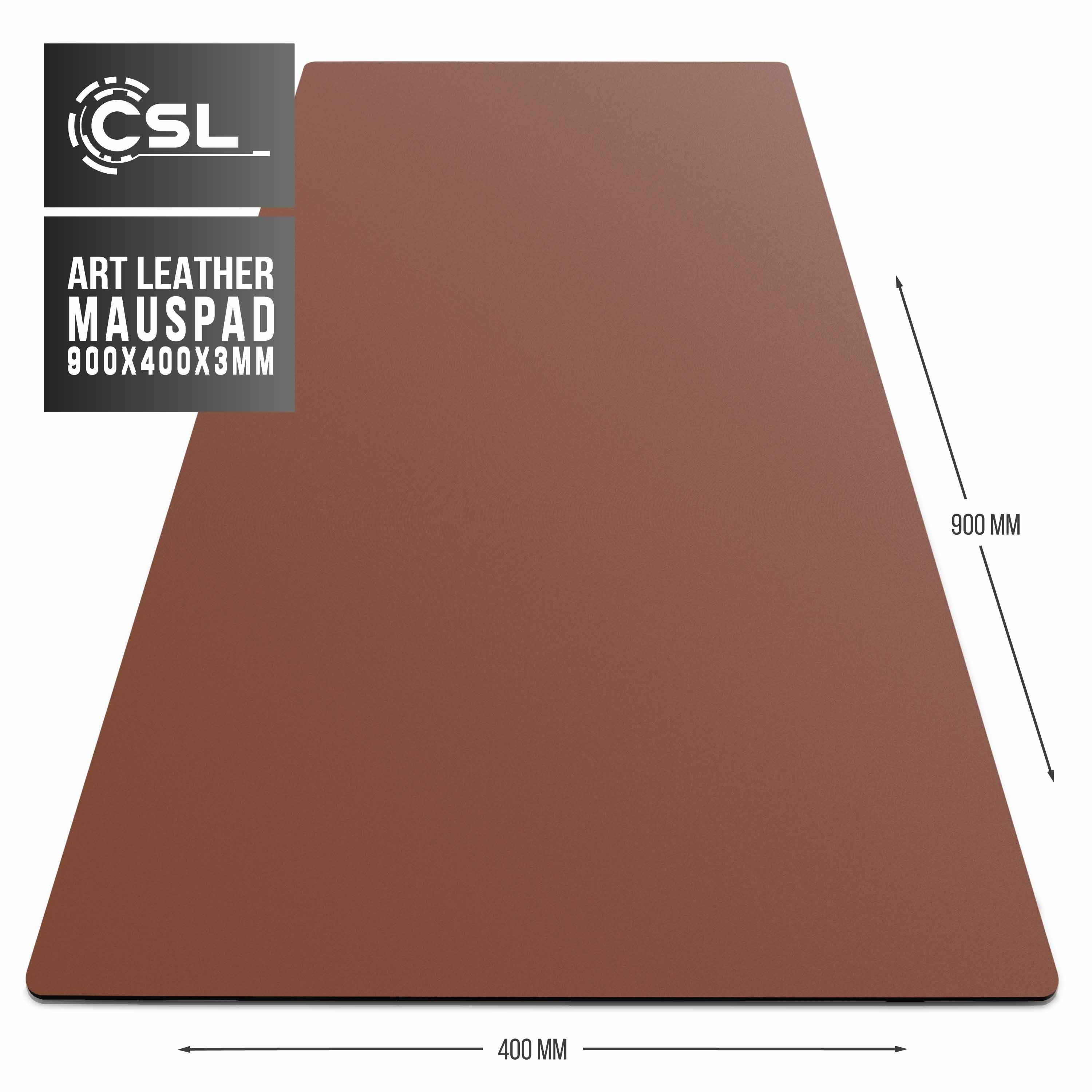 CSL Mauspad XXL Mousepad 900 x 400 x 3 mm, Tischunterlage, Elegante Leder Optik (1-St), rutschfest, abwaschbar, Office Schreibtischunterlage, braun – Bild 4 von 5