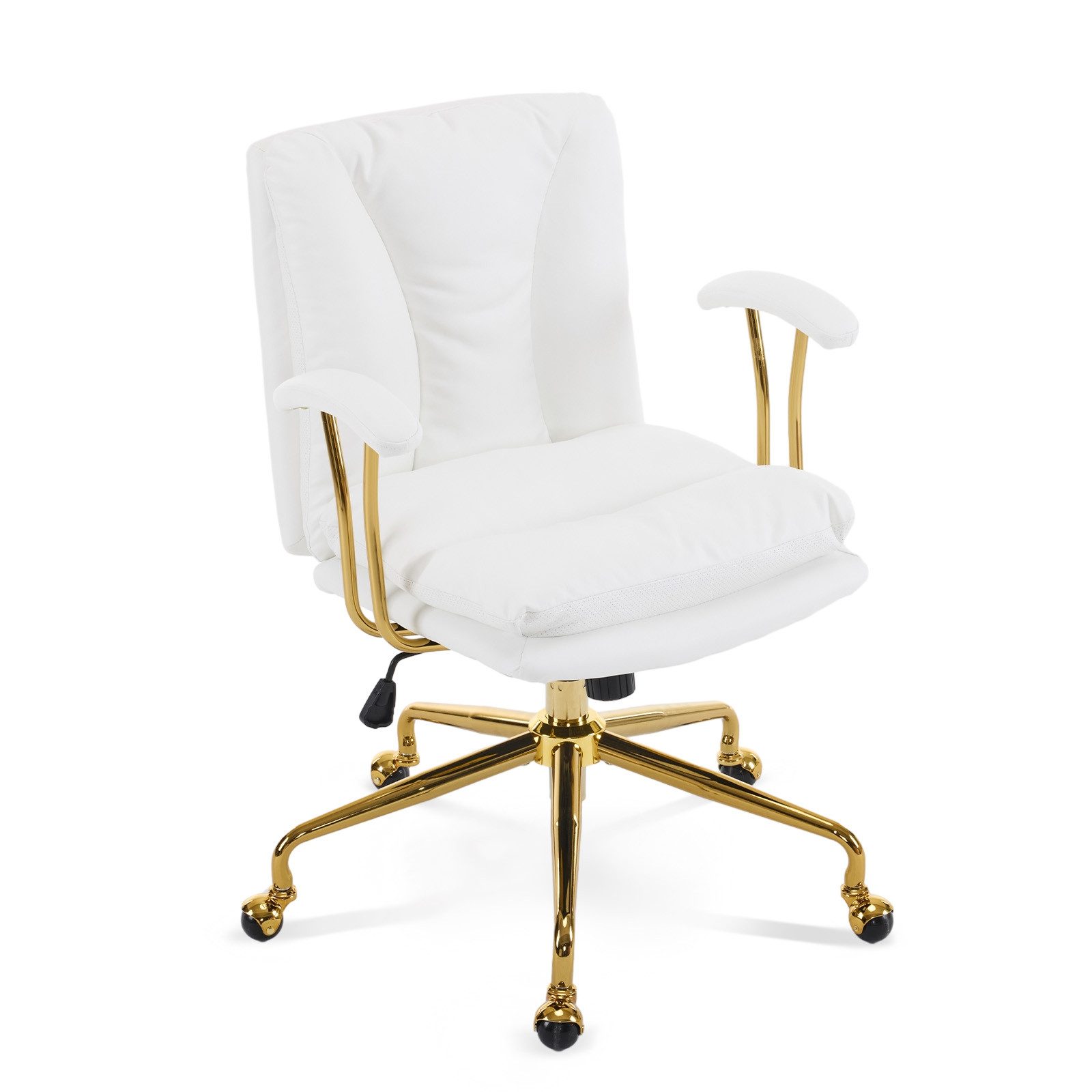 VINGLI Bürostuhl Ergonomisch, Schreibtischstuhl mit Goldenen Armlehnen, Chefsessel