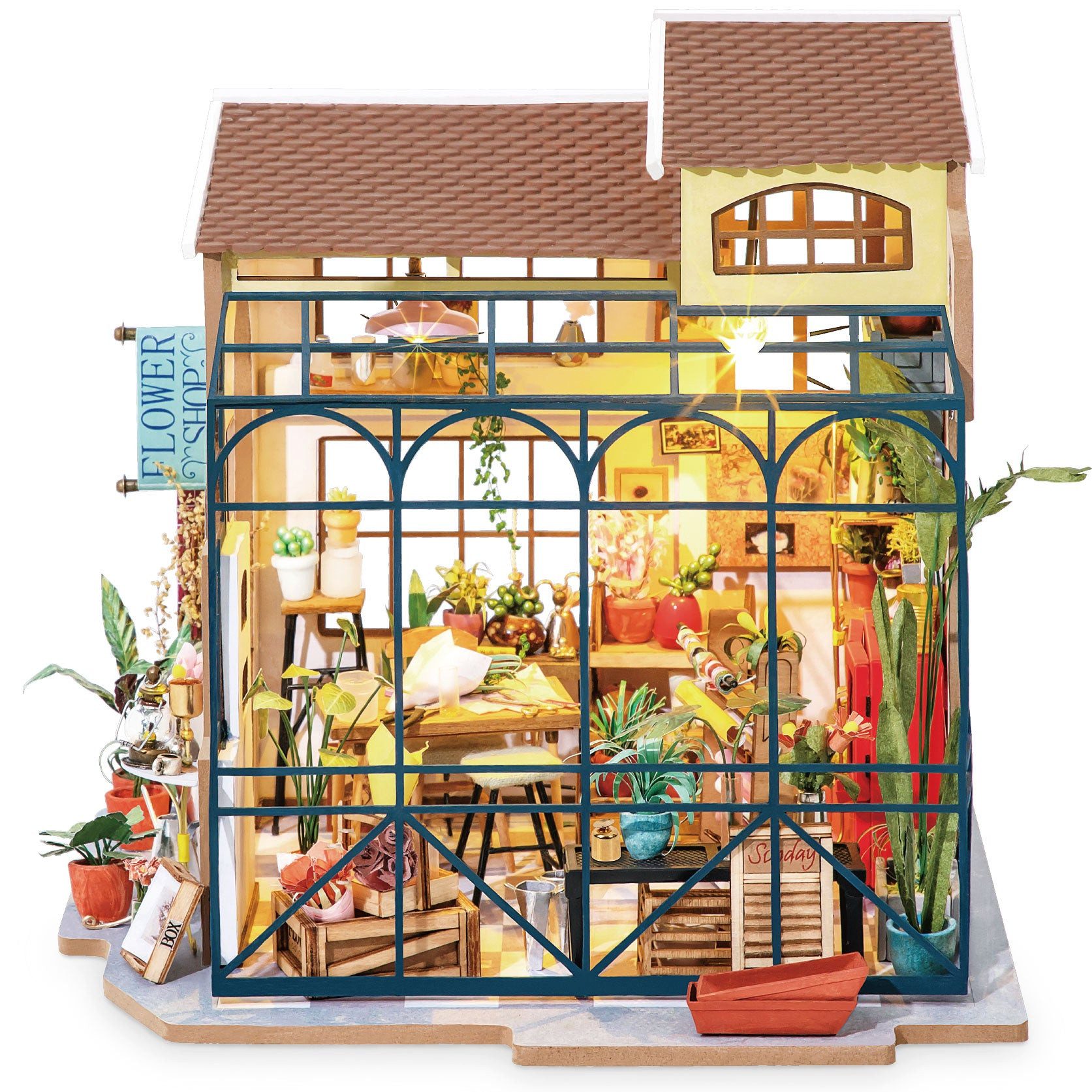 Robotime Modellbausatz Emily's Flower Shop (Blumenladen) Miniaturhaus, (206-tlg)