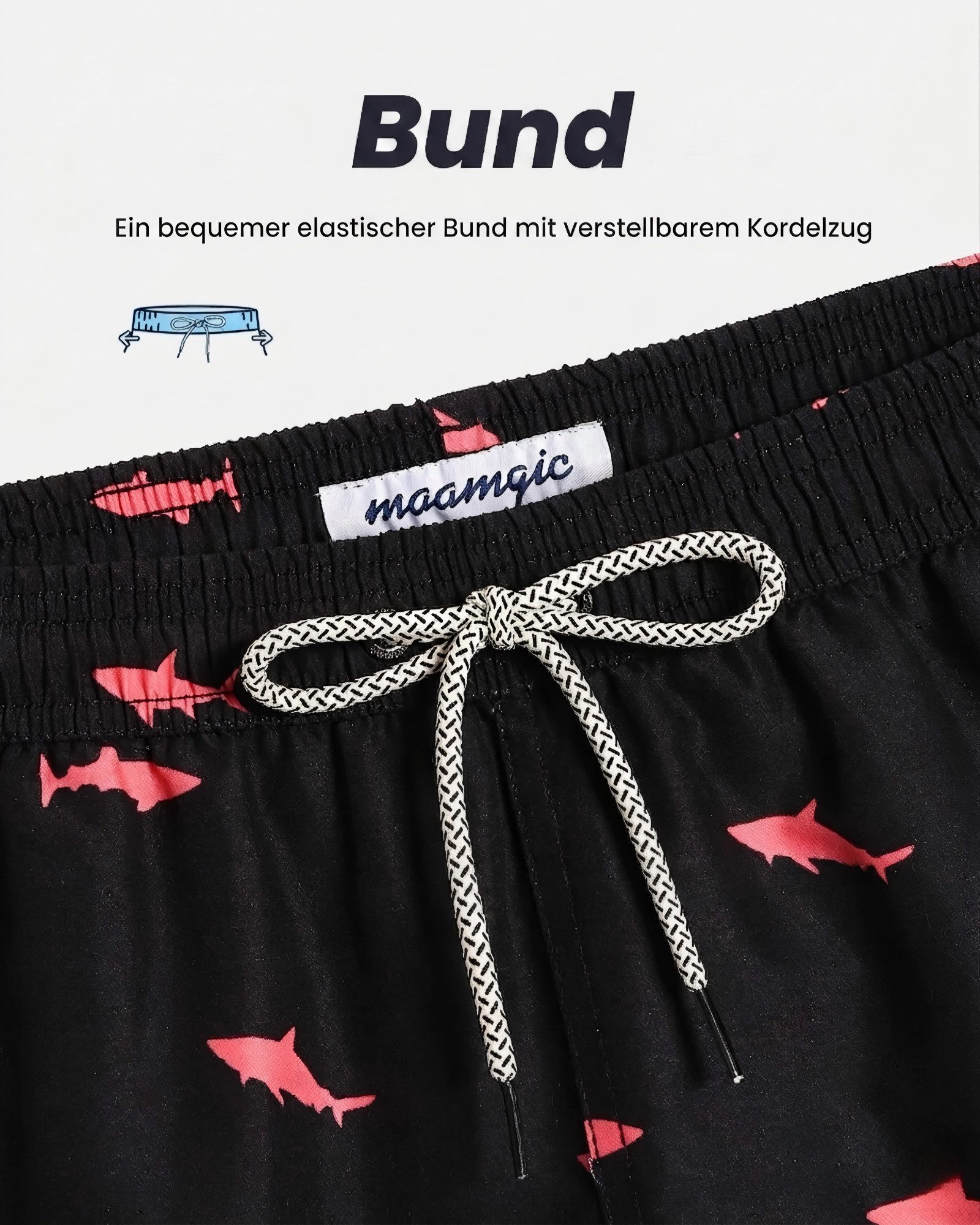 MaaMgic Shorts Herren mit Mesh-Futter kurze Hose schnelltrocknend Badehose lang (1-tlg) – Bild 5 von 5