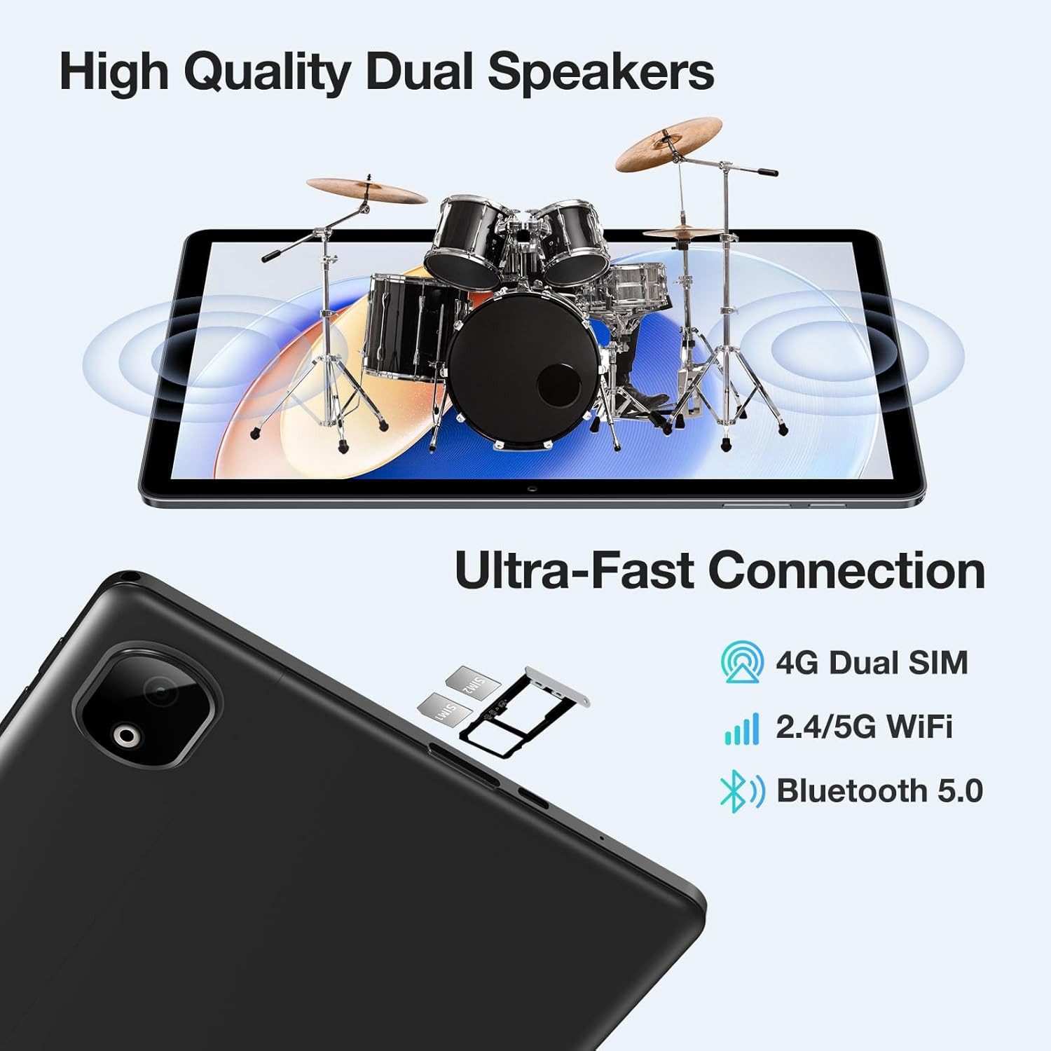 Zevelora 4 GB RAM Octa-Core, 13MP+5MP, Widevine L1, OTG Tablet (11", 128 GB, Android 14, 4G LTE, Leistungsstarkes Gerät mit langer Akkulaufzeit und brillantem Display)