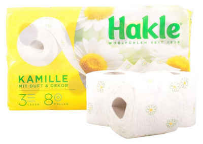 HAKLE Toilettenpapier Hakle Toilettenpapier mit Kamillenduft und Dekor 3-lagig 8 Rollen WC