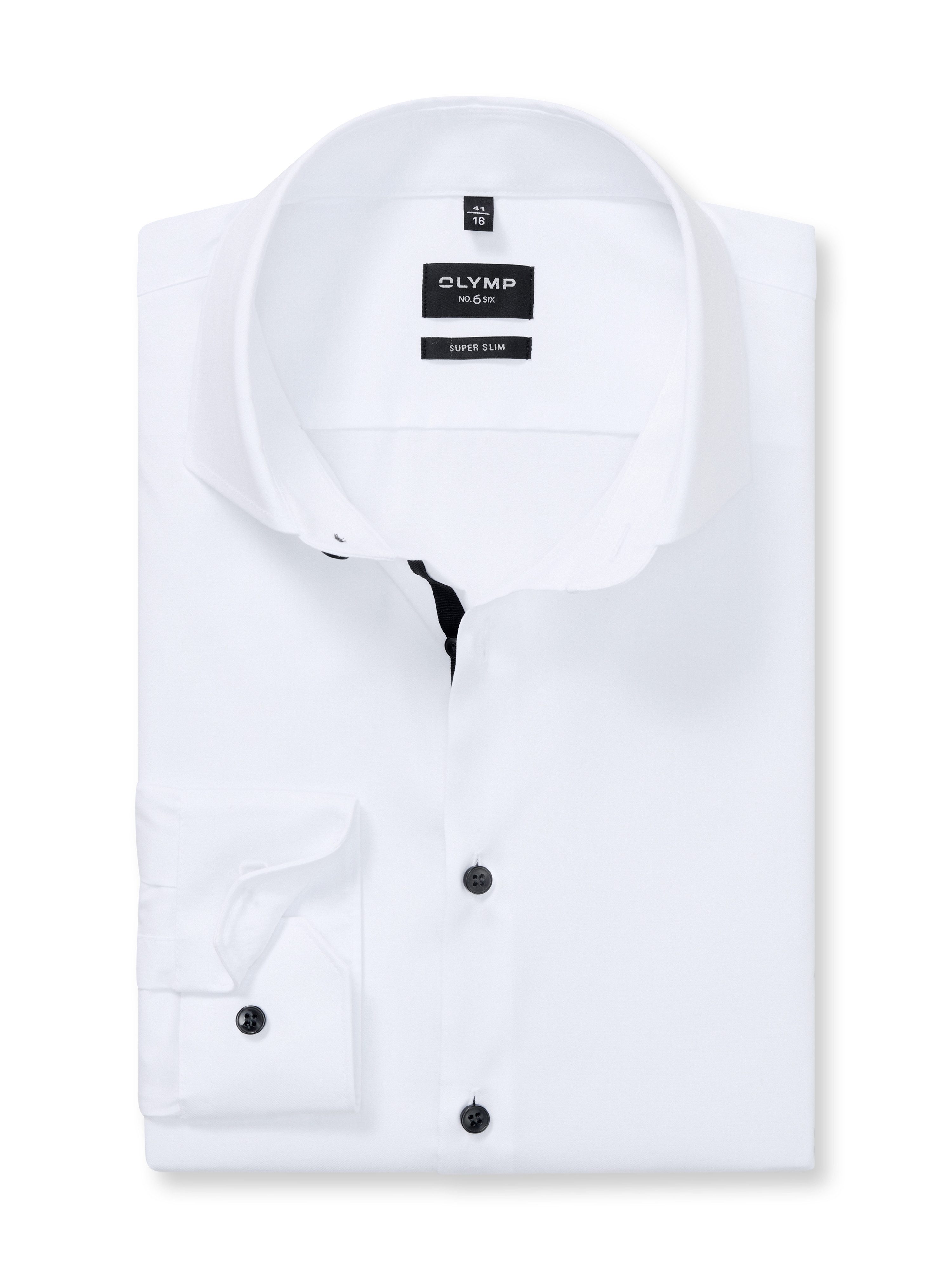 OLYMP Langarmhemd No. Six Businesshemd, super slim, Royal-Kentkragen, unifarben