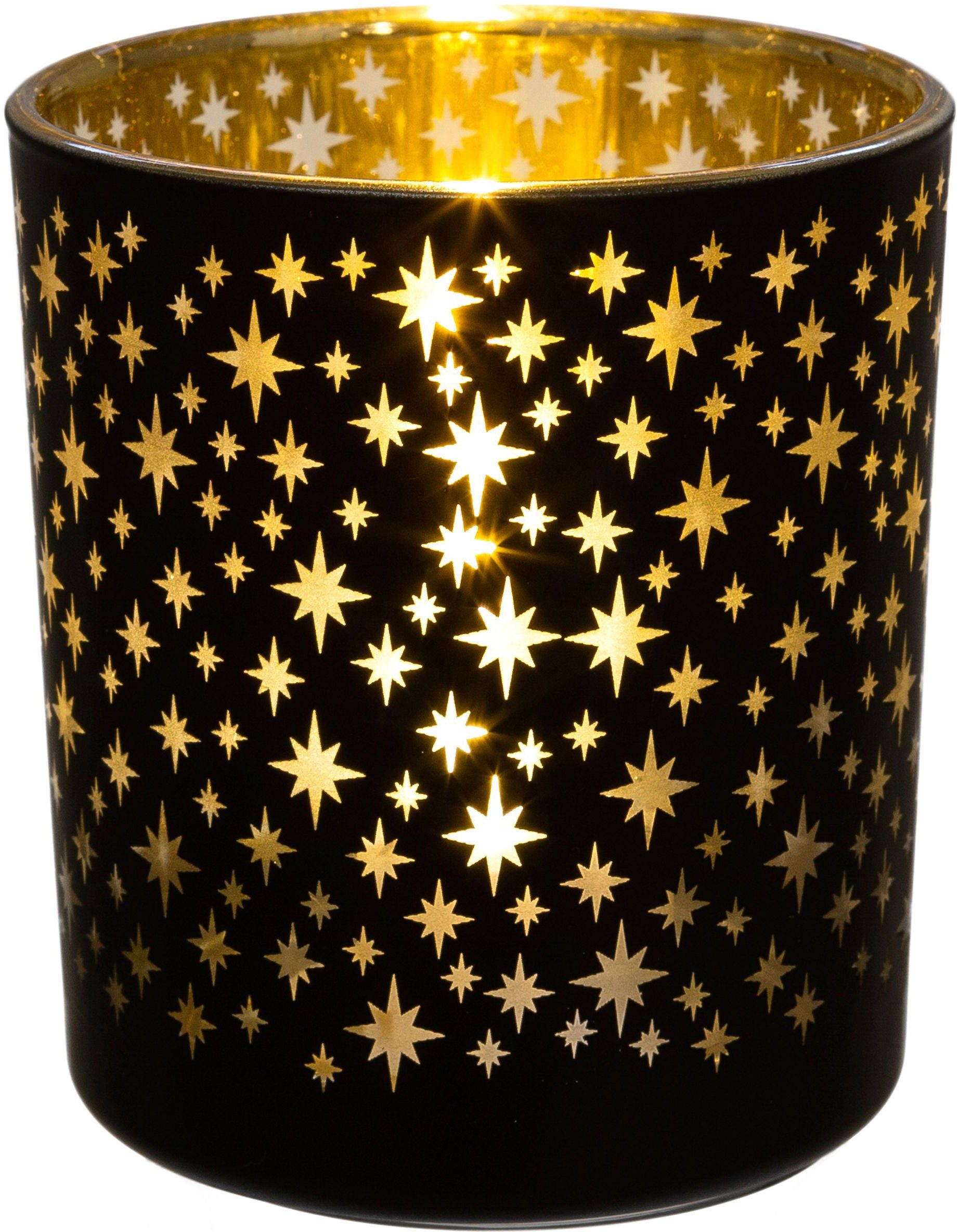 schwarz Weihnachtsdeko Teelichthalter goldfarbener (4 St), Creativ mit Innenseite deco