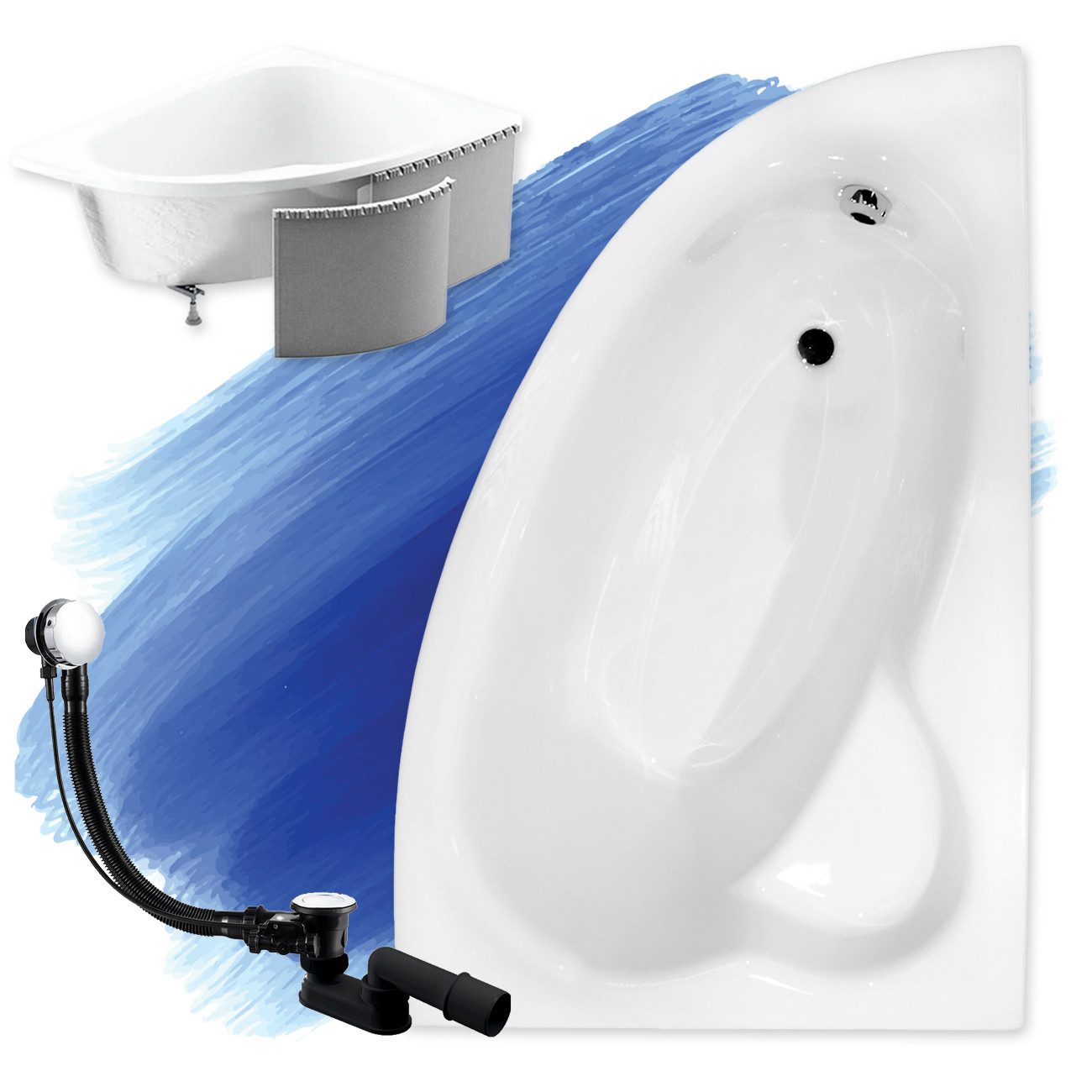 Thumbnail - KOLMAN Badewanne Eckbadewanne Natalia 150x100, (Links/Rechts), Ablaufgarnitur & Füße GRATIS