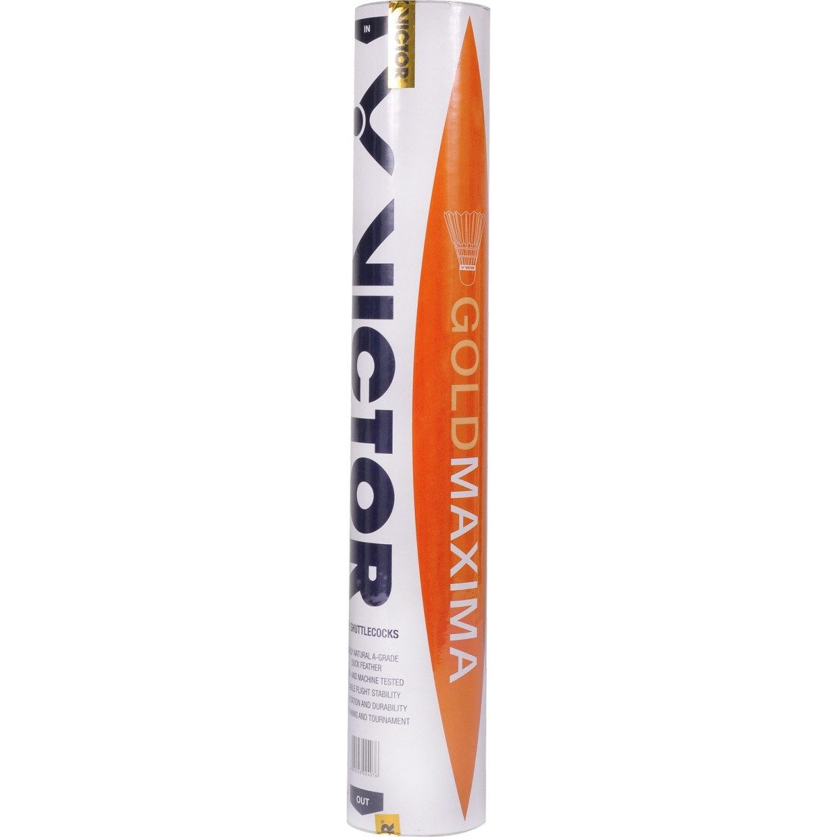 VICTOR Badmintonball Gold Maxima Naturfeder weiss Dose 12er, Geschwindigkeit: 77