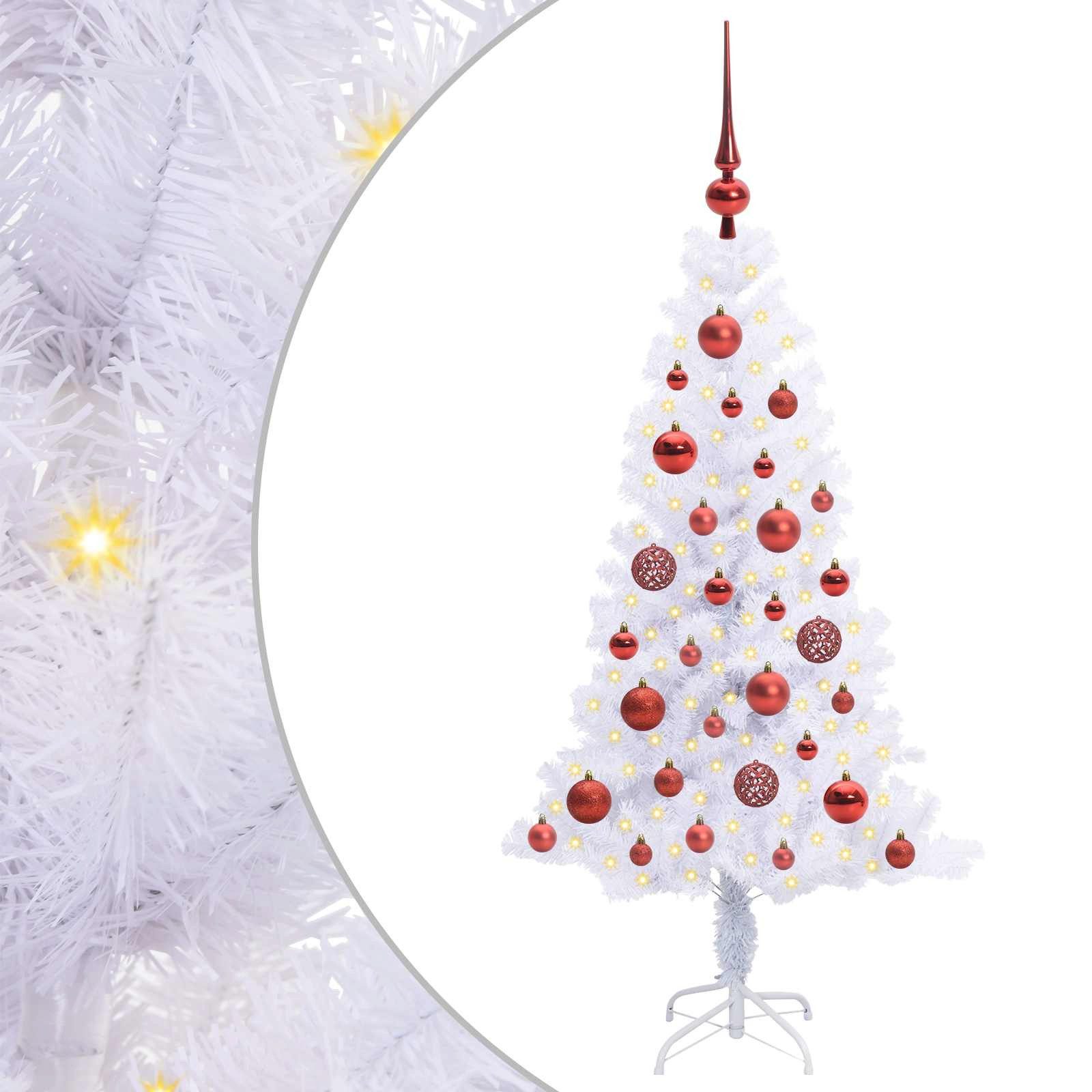 vidaXL Künstlicher Weihnachtsbaum Künstlicher Weihnachtsbaum Weiß 120 cm PVC und Stahl