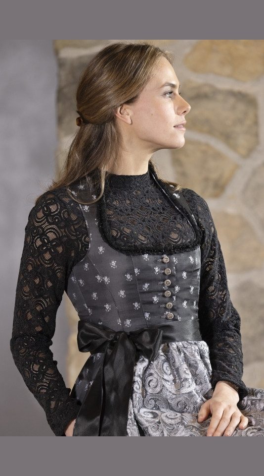 Dirndlbluse Dirndlbluse, Langarm - schwarz