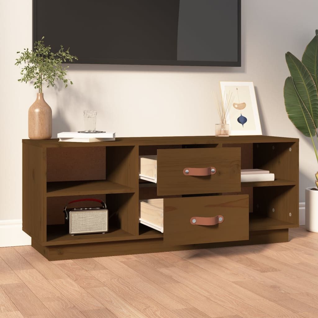vidaXL TV-Schrank TV-Schrank Honigbraun 100x34x40 cm Massivholz Kiefer (1-St)