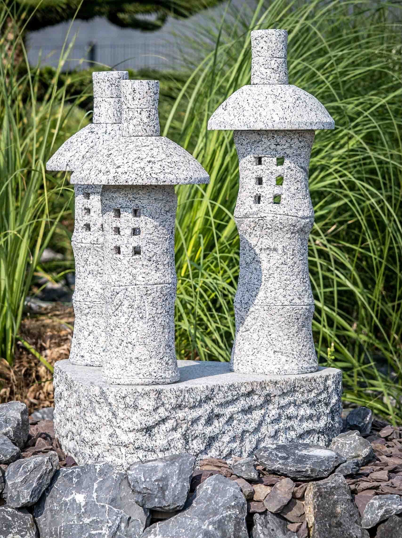 Granit - 3-fach Stein Gartenfigur Fujii . und sehr Granitlaterne - daher IDYL Bambushäuser, robuster witterungsbeständig langlebig ein hochwertiger und