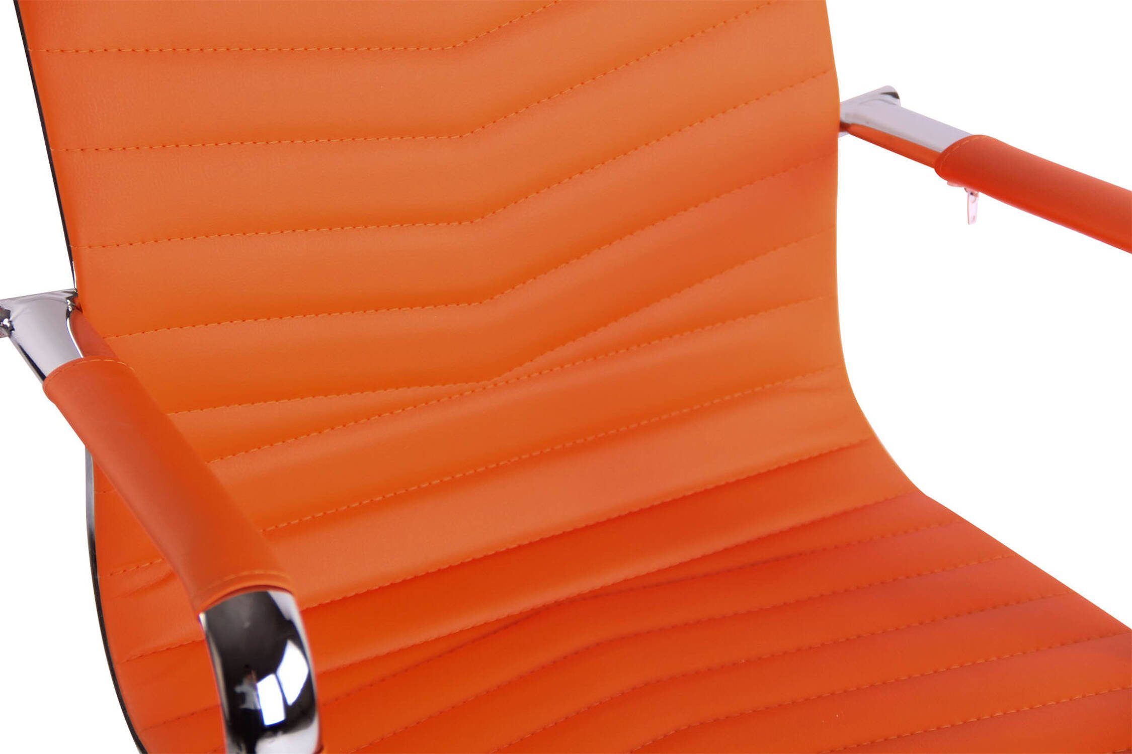 ergonomisch Bürostuhl Gestell: Metall (Schreibtischstuhl, Chefsessel, XXL), Rückenlehne bequemer Kunstleder chrom Sitzfläche: Drehstuhl, - geformter orange TPFLiving Bürostuhl mit Battle