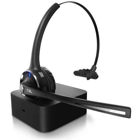 CSL Wireless-Headset (Bluetooth, Bluetooth 4.1 Kopfhörer mit Mikrofon & Ladestation, Noise Cancelling)