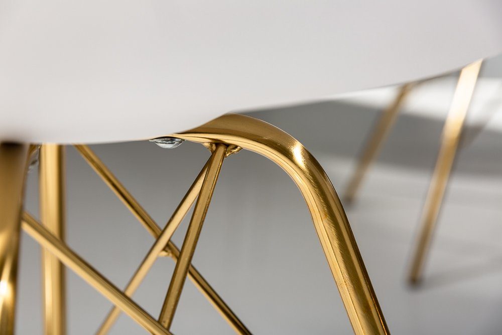 · Kunstleder / Retro (Einzelartikel, riess-ambiente Polsterstuhl Metall MEISTERSTÜCK · SCANDINAVIA gold Esszimmer weiß St), Design 1 ·