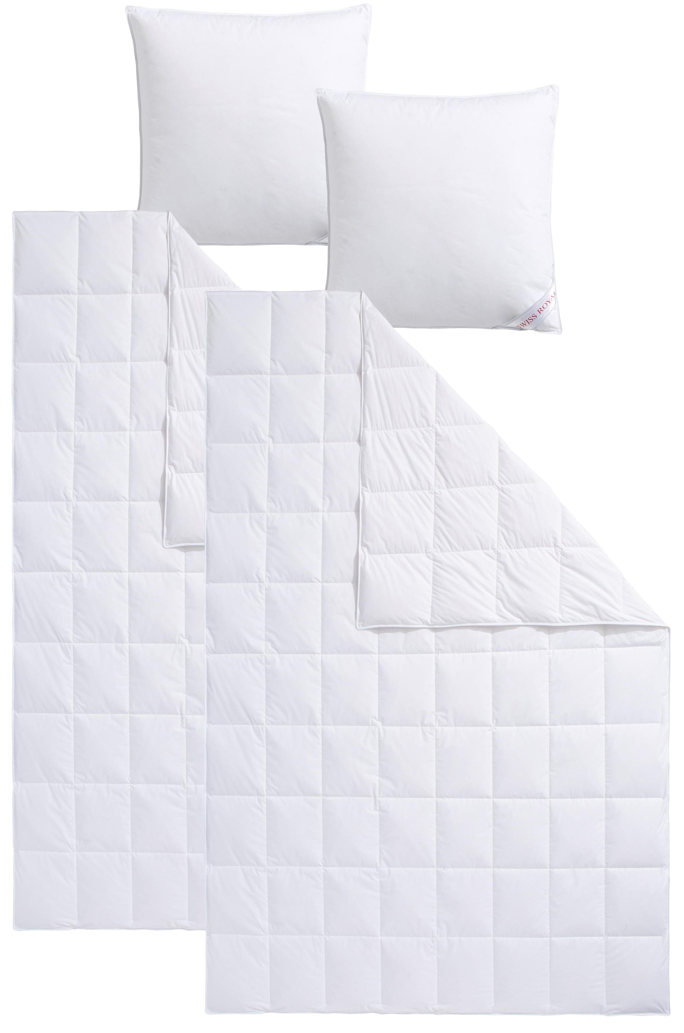 Haeussling Daunenbettdecke + Kopfkissen Swiss Royal, Füllung: 90% Daunen, 10% Federn, Bezug: 100% Baumwolle, Bettdecken-Set mit Kopfkissen, 135x200 oder 155x220 cm, Sommer, Winter