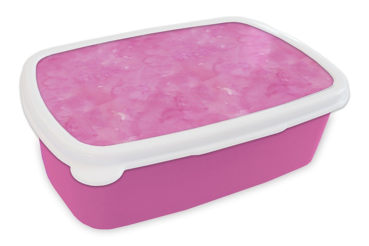 MuchoWow Lunchbox Aquarell - Rosa - Muster, Kunststoff, (2-tlg), Brotbox für Erwachsene, Brotdose Kinder, Snackbox, Mädchen, Kunststoff