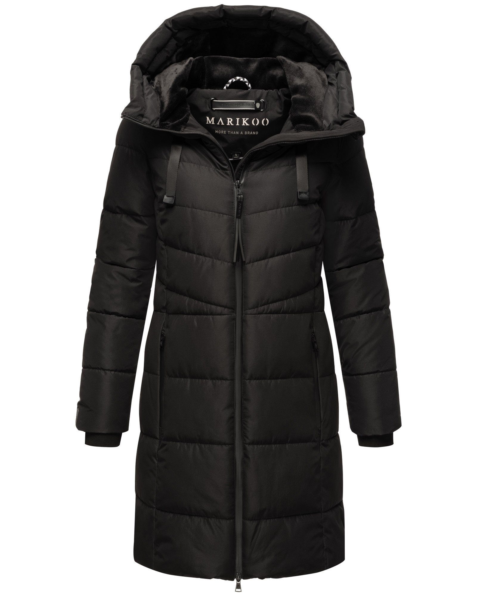 Marikoo Winterjacke Natsukoo XVI Stepp Mantel mit großer Kapuze Schwarz