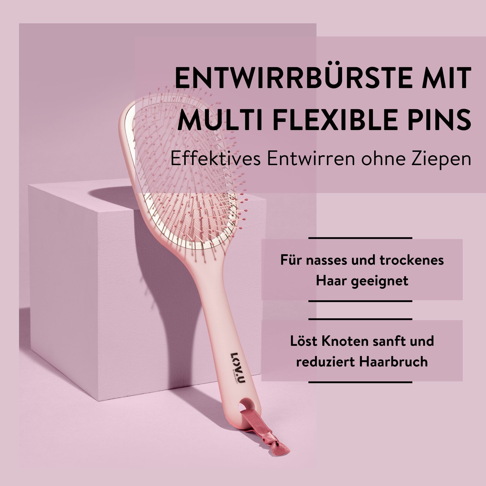 PARSA Beauty Haarbürste PARSA Beauty LOV.U Entwirrbürste beige groß – flexibel & stylisch