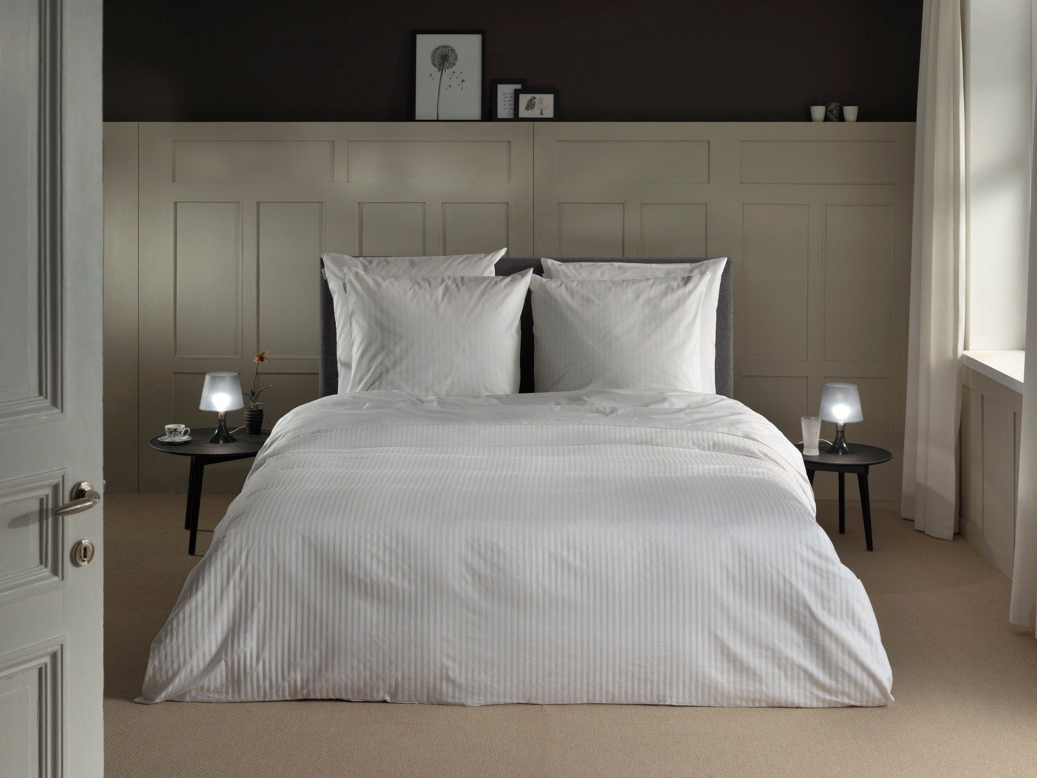 Heckett and Lane Bettwäsche Banda, Mako-Satin, 2 teilig, hochwertiges Mako-Satin, Streifen Satin, Bettwäsche ab 135x200 cm.