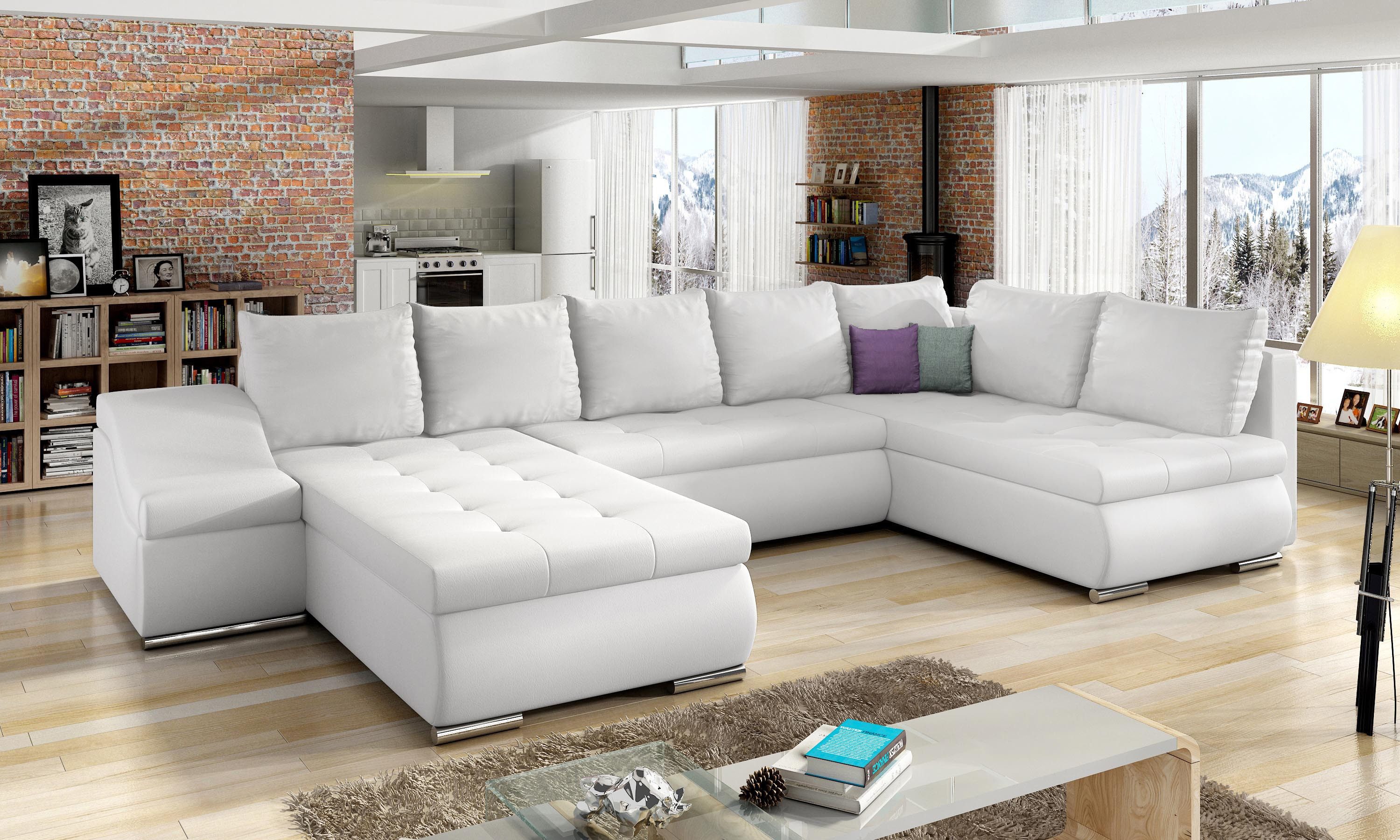 Xlmoebel Ecksofa XXL Big Wohnlandschaft Couch Polster Sofa Textil Garnitur, Made in Europa
