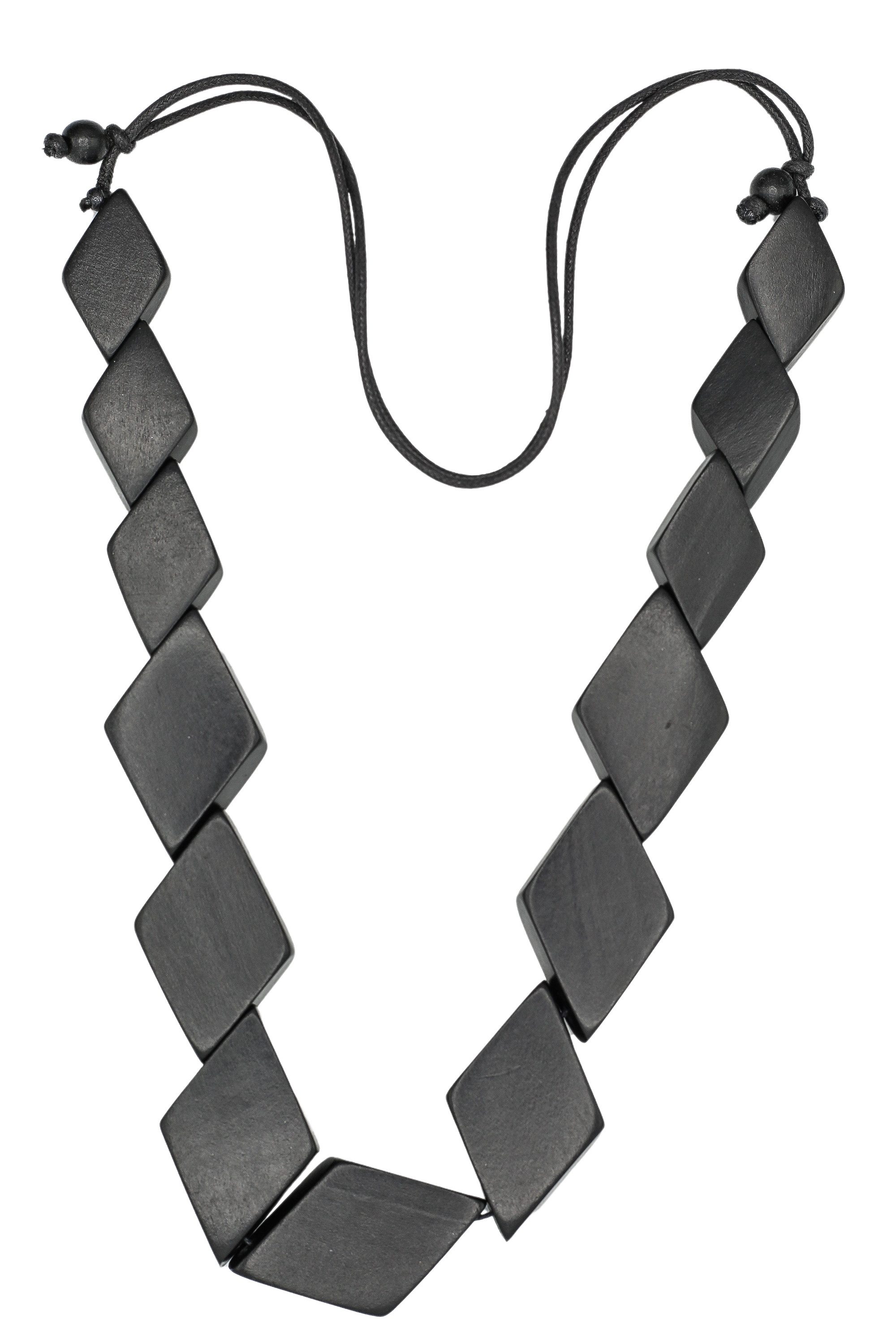 COLLEZIONE ALESSANDRO Lange Kette Raute, aus Holzperlen in Rautenform