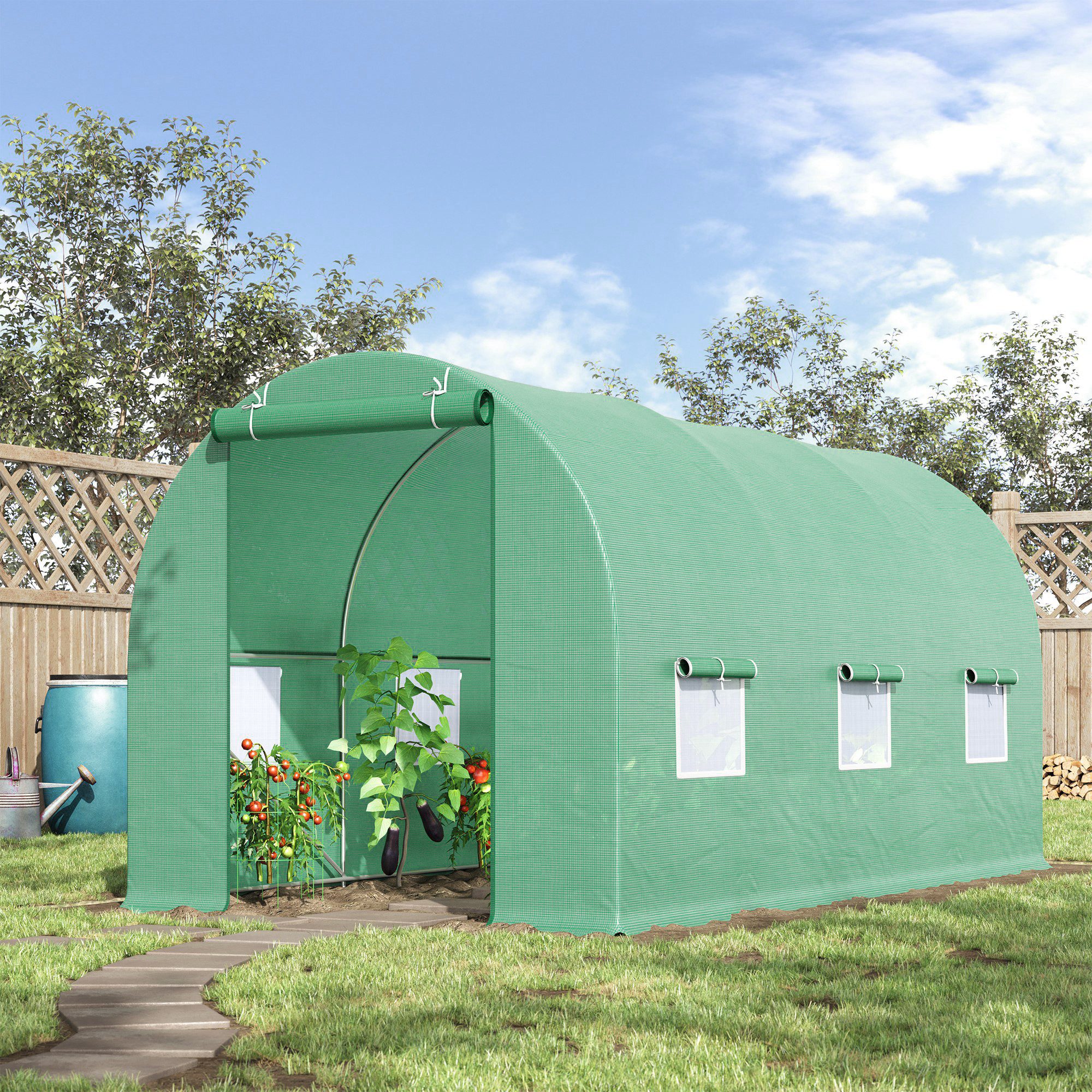 Foliengewächshaus Gewächshaus 445L x 190B x 200H cm in Grün für