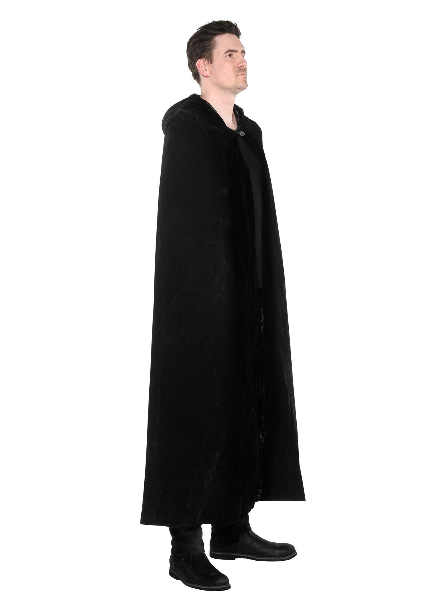 Underwraps Zauberer-Kostüm Kapuzencape schwarz - Karneval Faschingskostüm, Düsterer Umhang in hoher Qualität