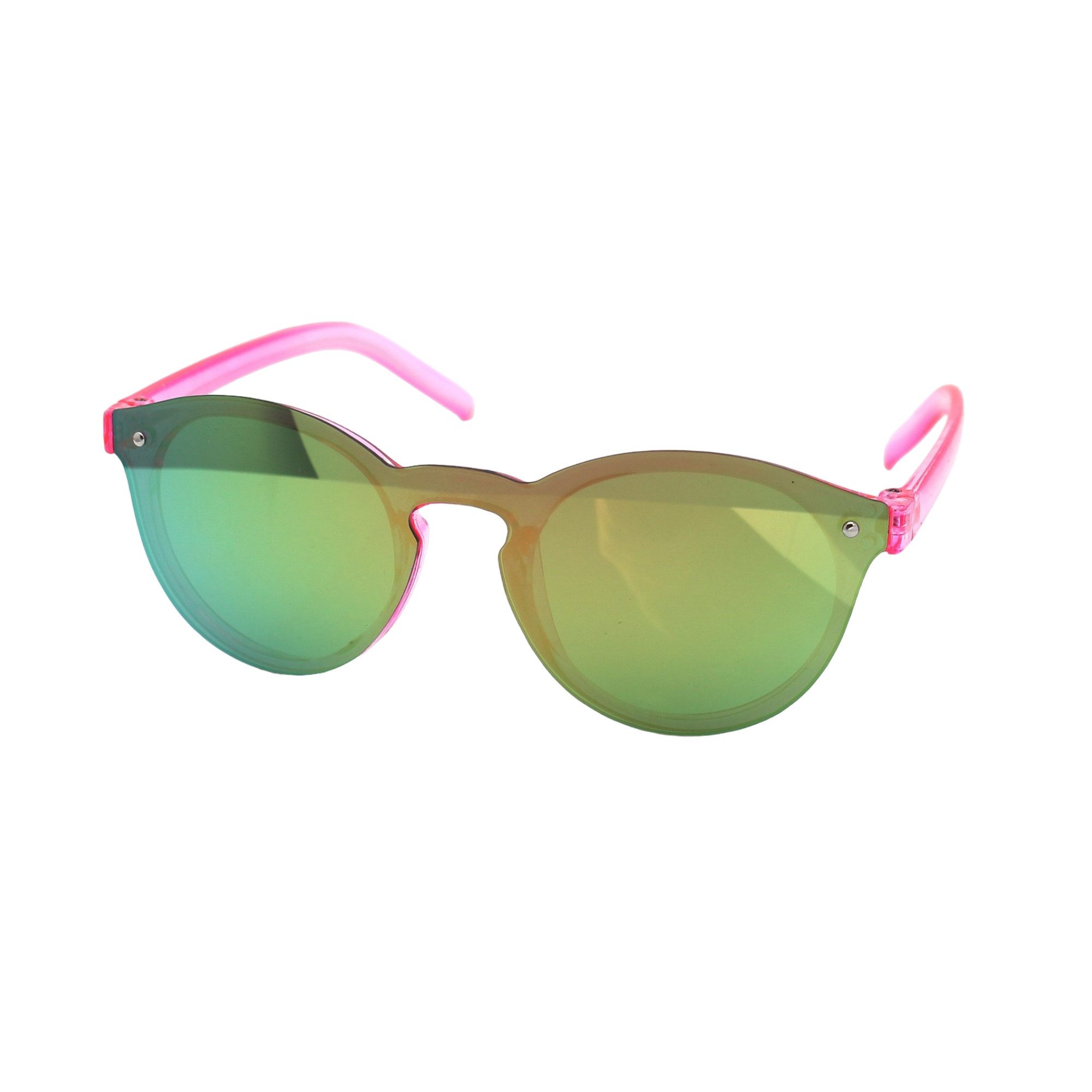 LUXXADA Sonnenbrille (Mädchen Brille Rosa Pink 5 - 12 Jahre mit Brillenbeutel) Panto Form Brille Transparent Türkis Verspiegelt