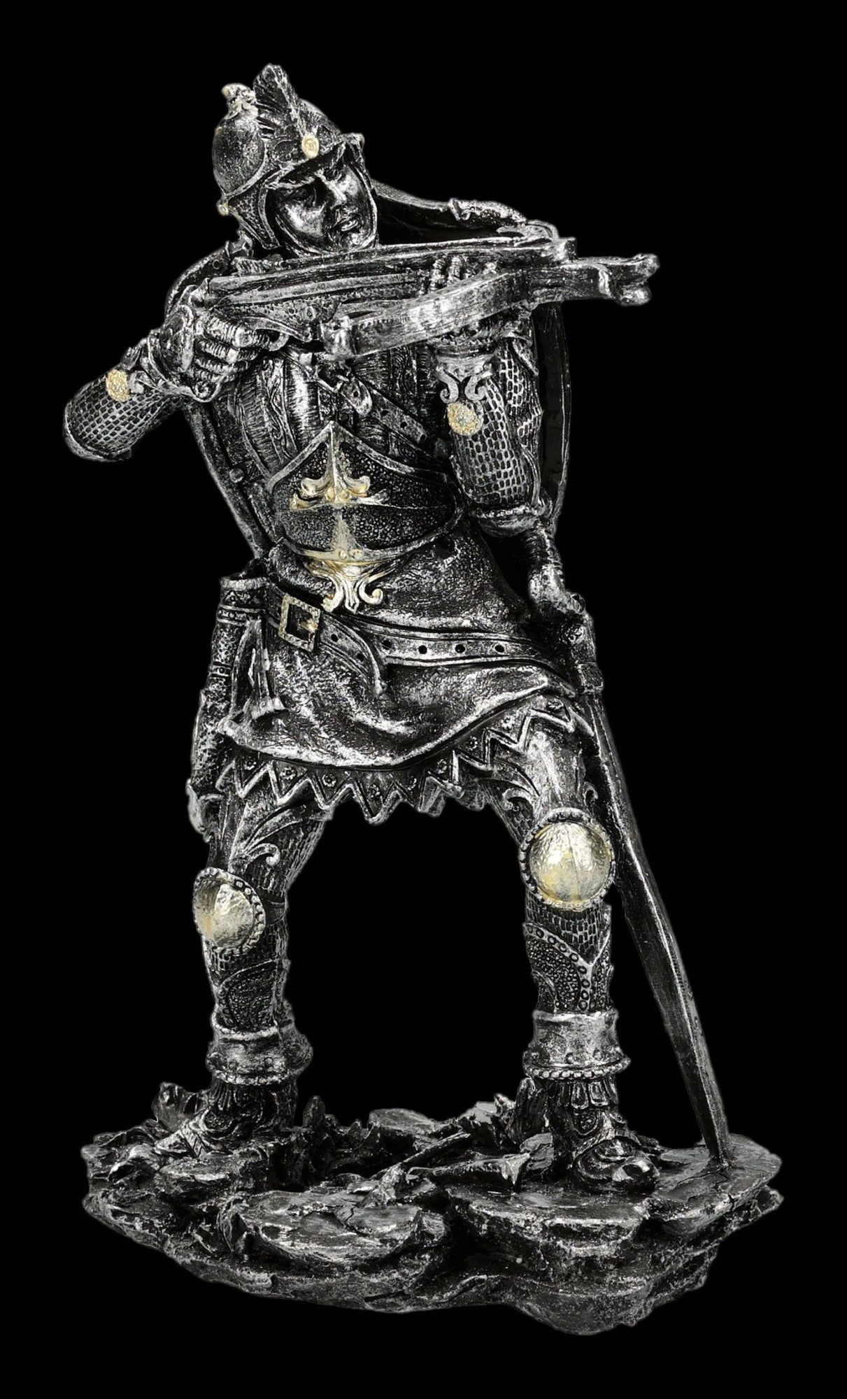Figuren Shop GmbH Dekofigur Ritter Figur – Mittelalter Statue Deko 20cm Verteidiger Burg Dekofigur – Bild 2 von 5