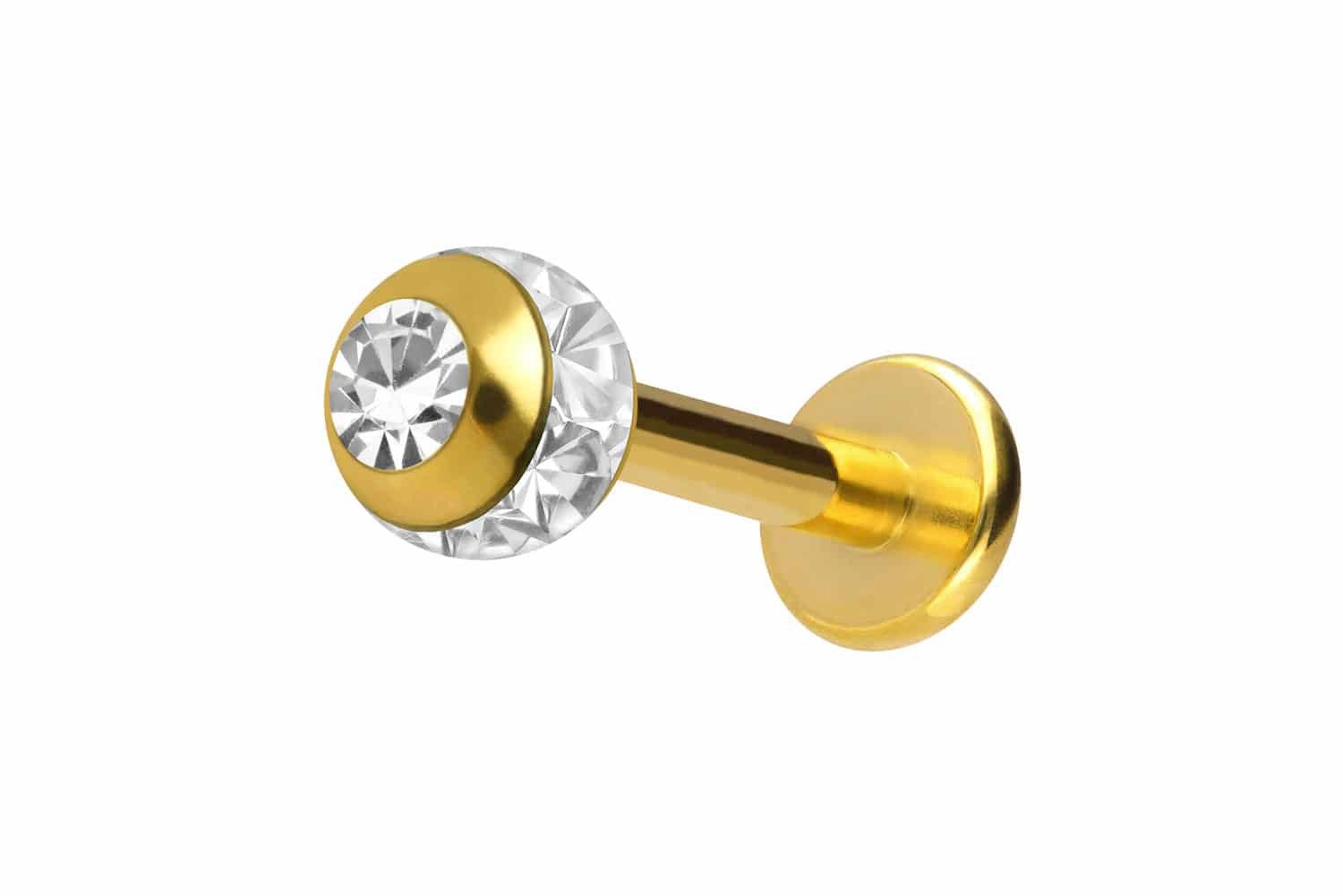 PIERCINGLINE Piercing-Set Chirurgenstahl Labret EPOXY-RING-KUGEL + KRISTALL günstig online kaufen