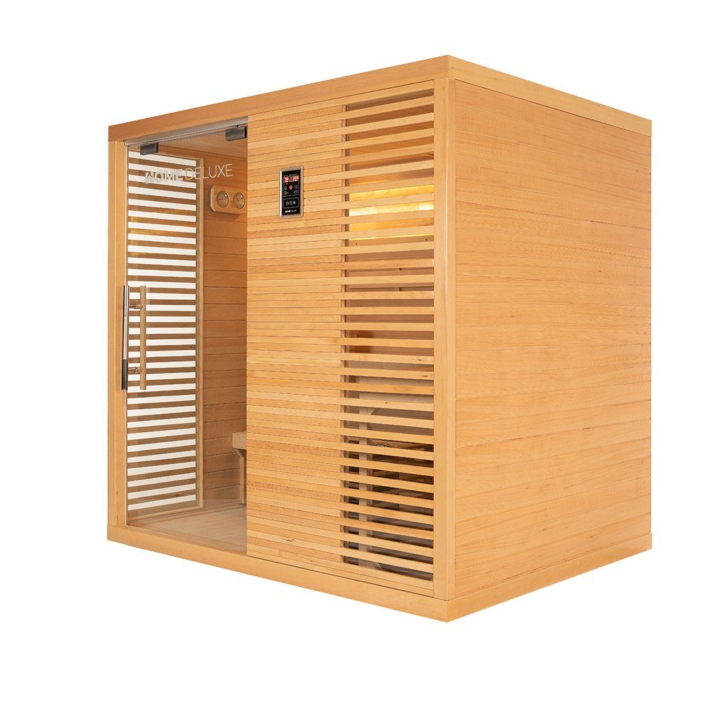 HOME DELUXE Sauna Traditionelle Sauna NEOLA, BxTxH: 200 x 160 x 200 cm, für bis zu 5 Personen, inkl. 7,5 kW Saunaofen, hochwertiges Tannenholz