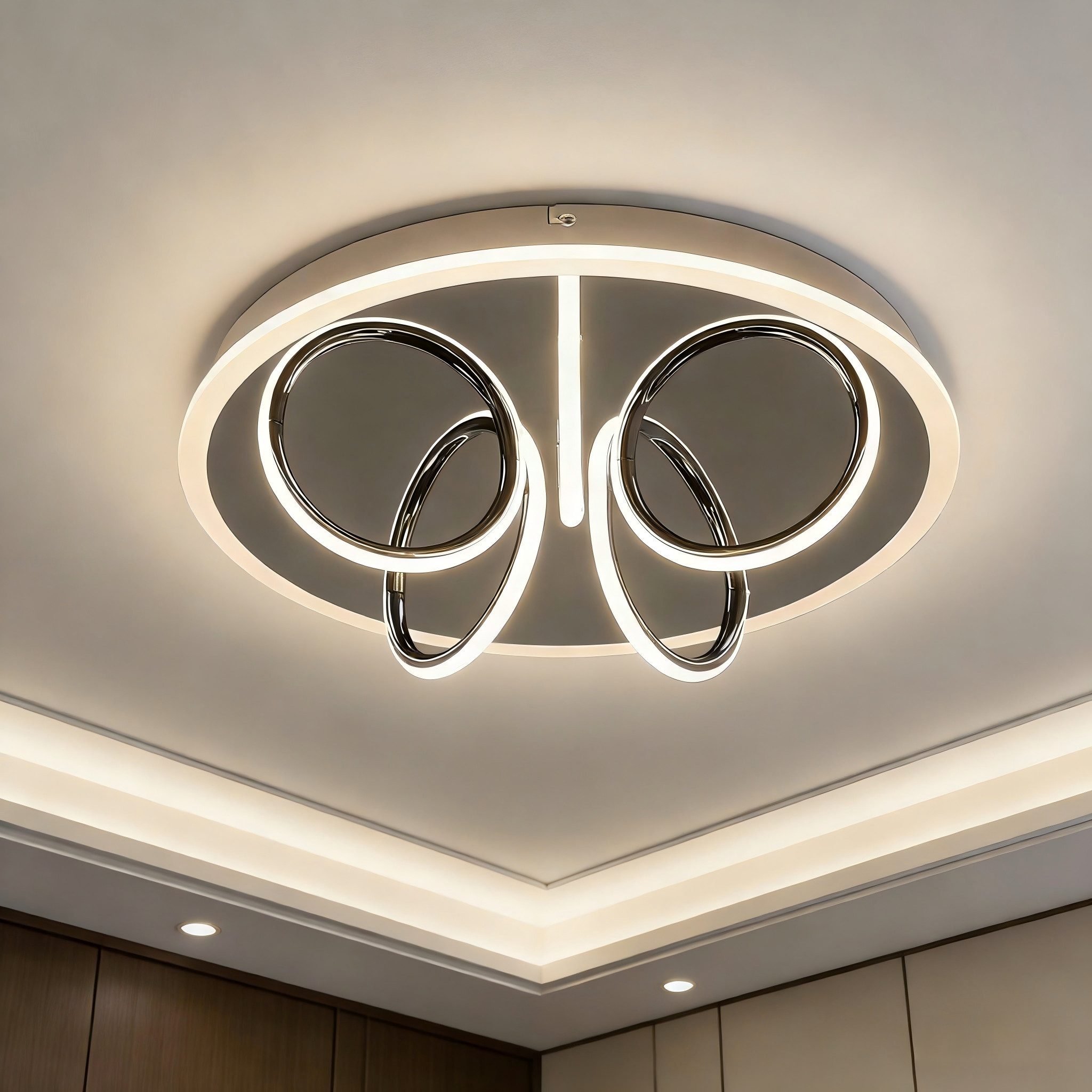 ZMH LED Deckenleuchte 3000K Warmweiß aus Eisen und Acryl, LED fest integriert