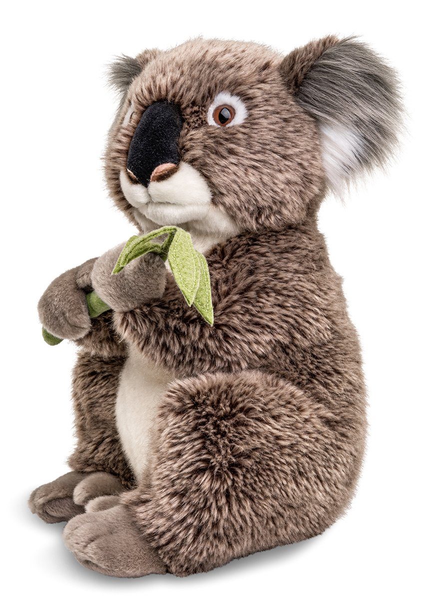 Uni-Toys Kuscheltier Koala mit Blatt, sitzend - 30 cm (Höhe) - Plüsch-Bär - Plüschtier, zu 100 % recyceltes Füllmaterial